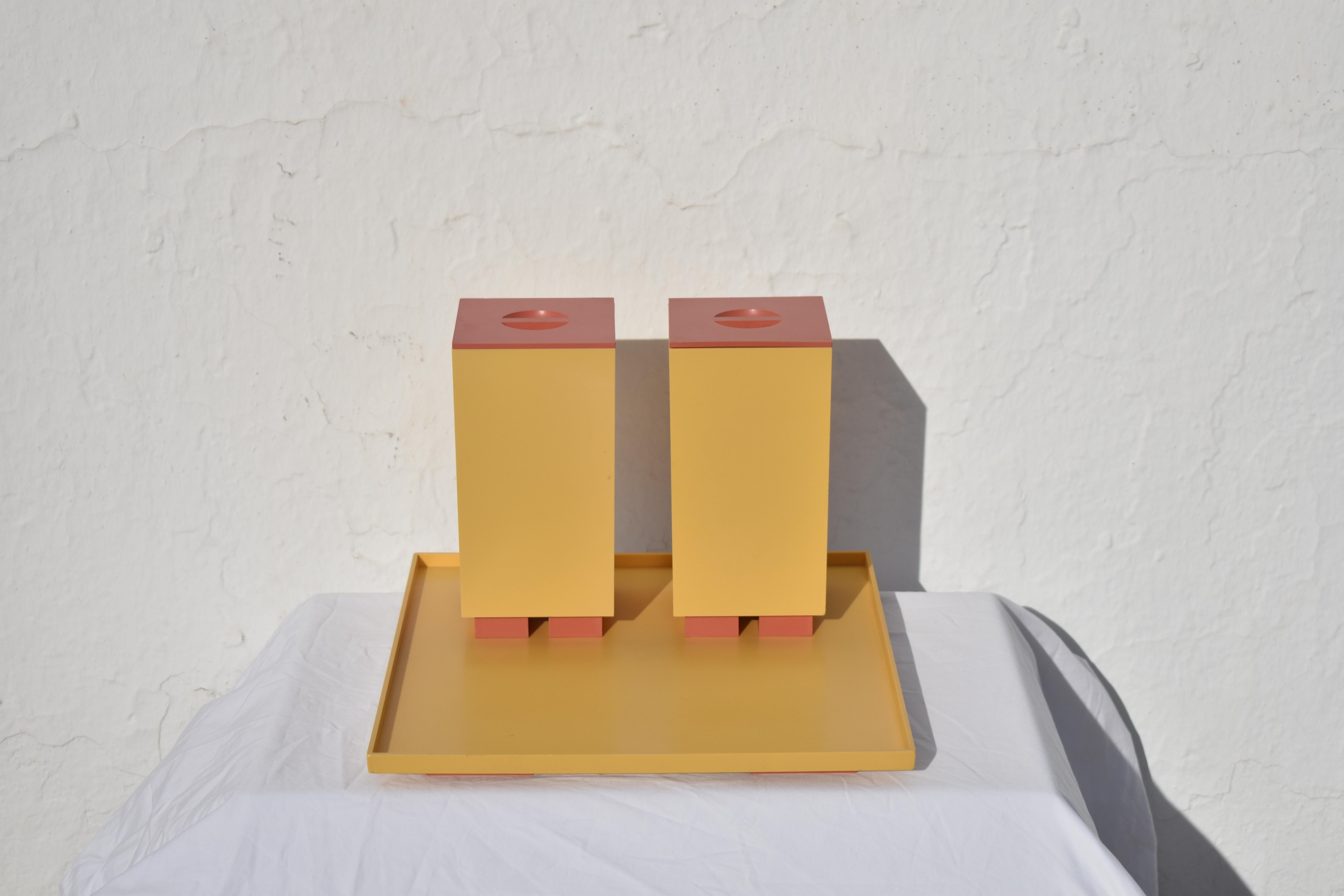Italian Lidded Jars and Tray by Michael Graves for Alessi, 1994, Set of 5 For Sale