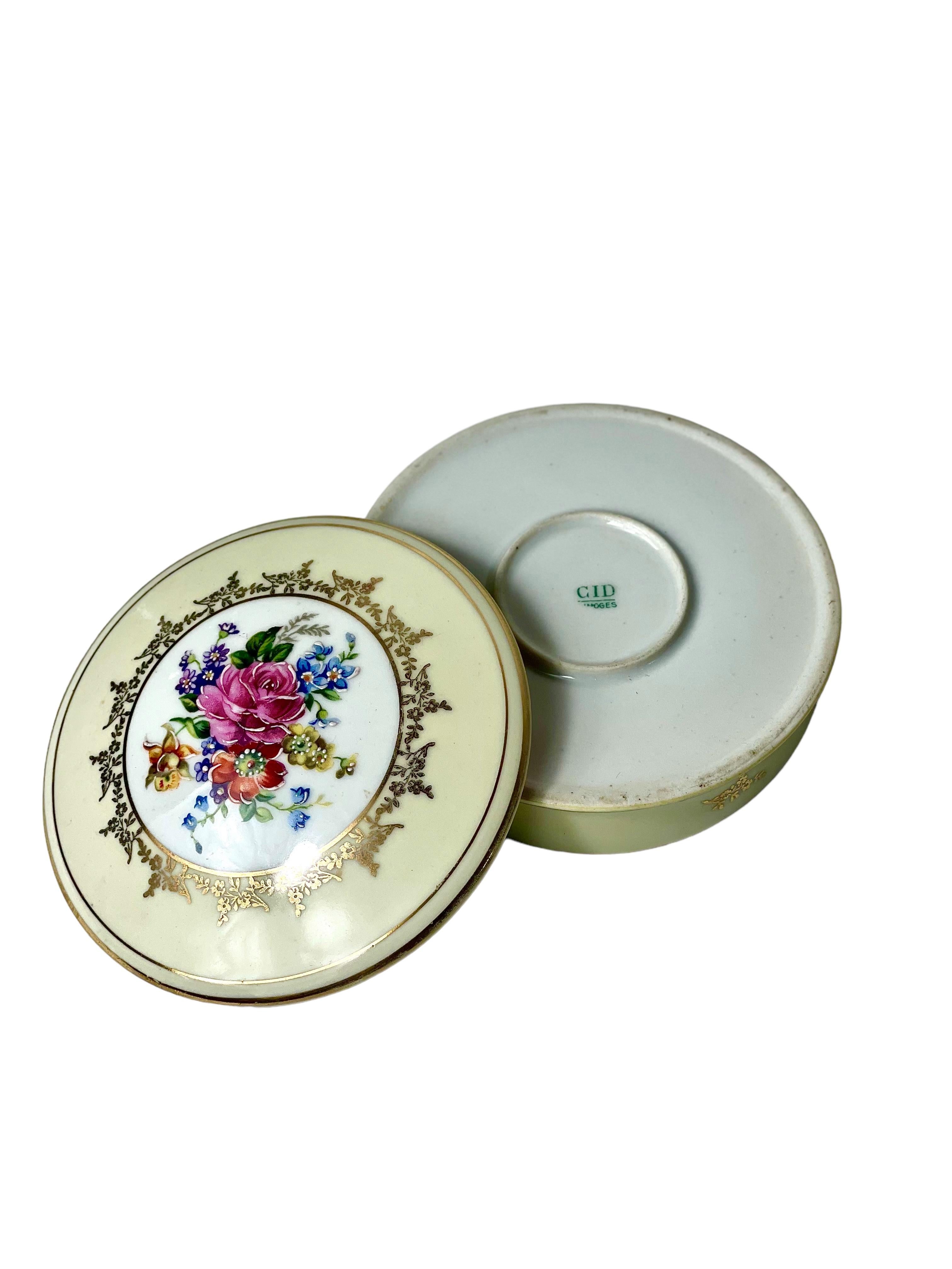 French Limoges Porcelain Jewellery or Sweets Lidded Dish For Sale