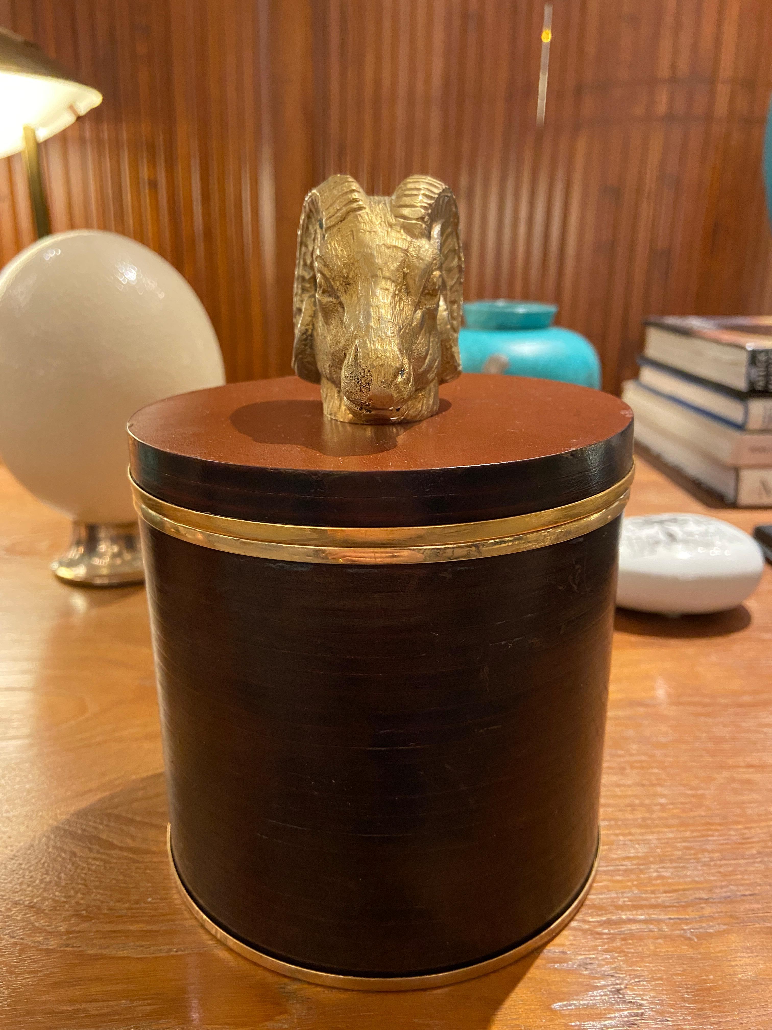 20th Century Lidded Leather Box by Gucci, Italy, 1970s
