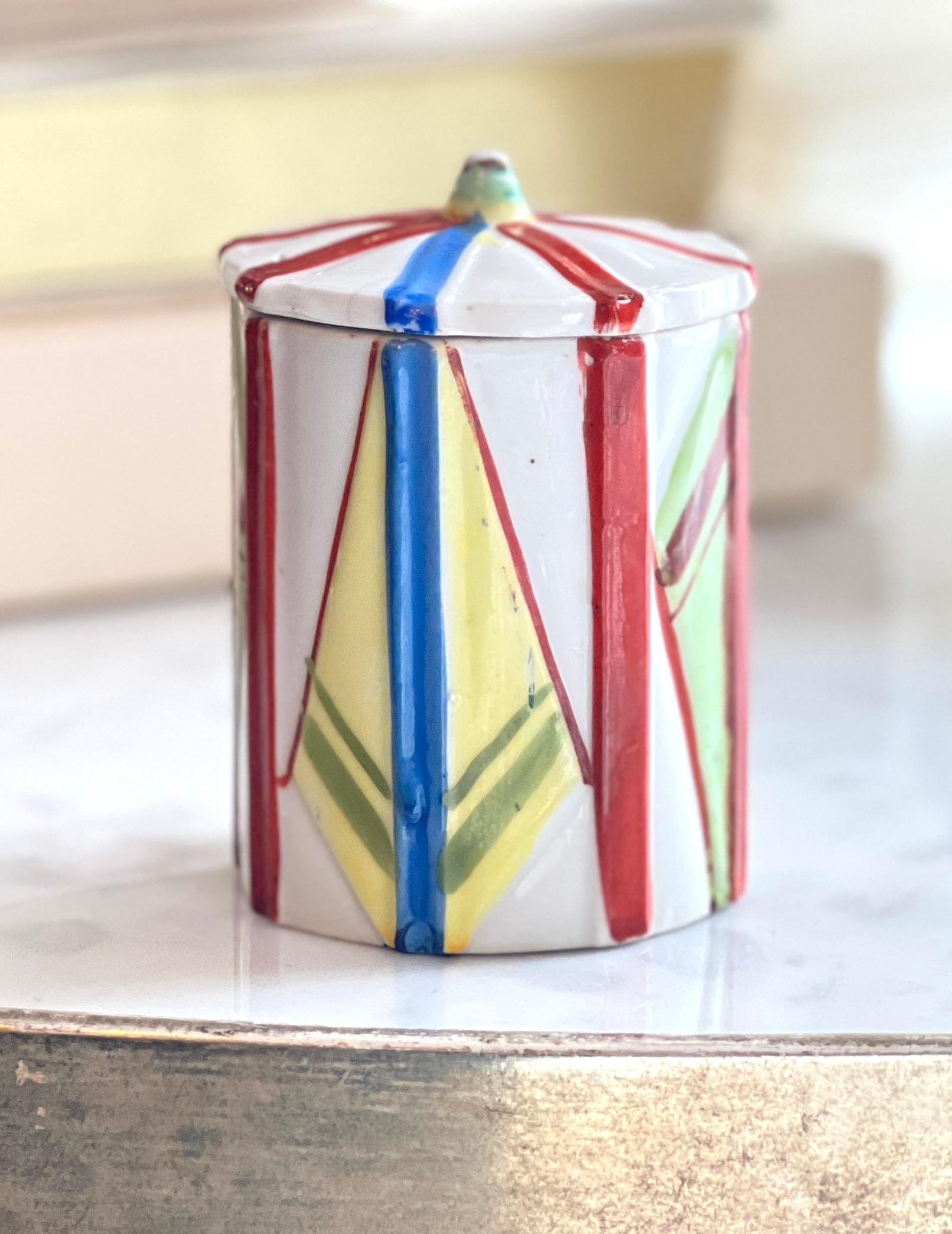 Lidded Multi Color Porcelain Art Deco Box from Japan For Sale 3