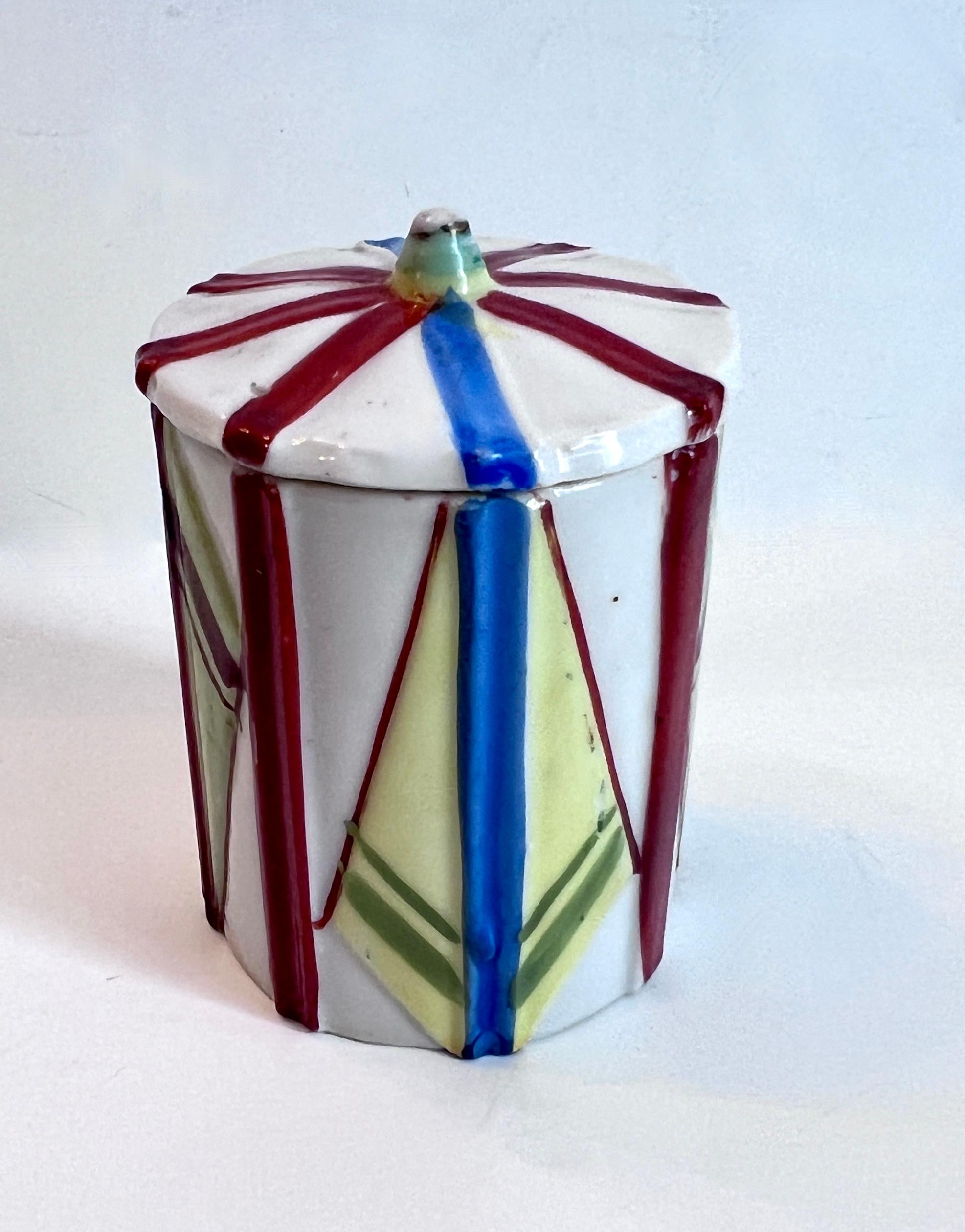 Japanese Lidded Multi Color Porcelain Art Deco Box from Japan For Sale