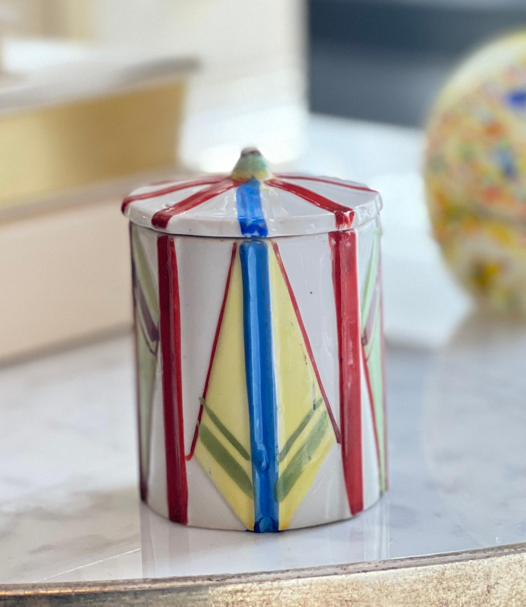 Lidded Multi Color Porcelain Art Deco Box from Japan For Sale 2