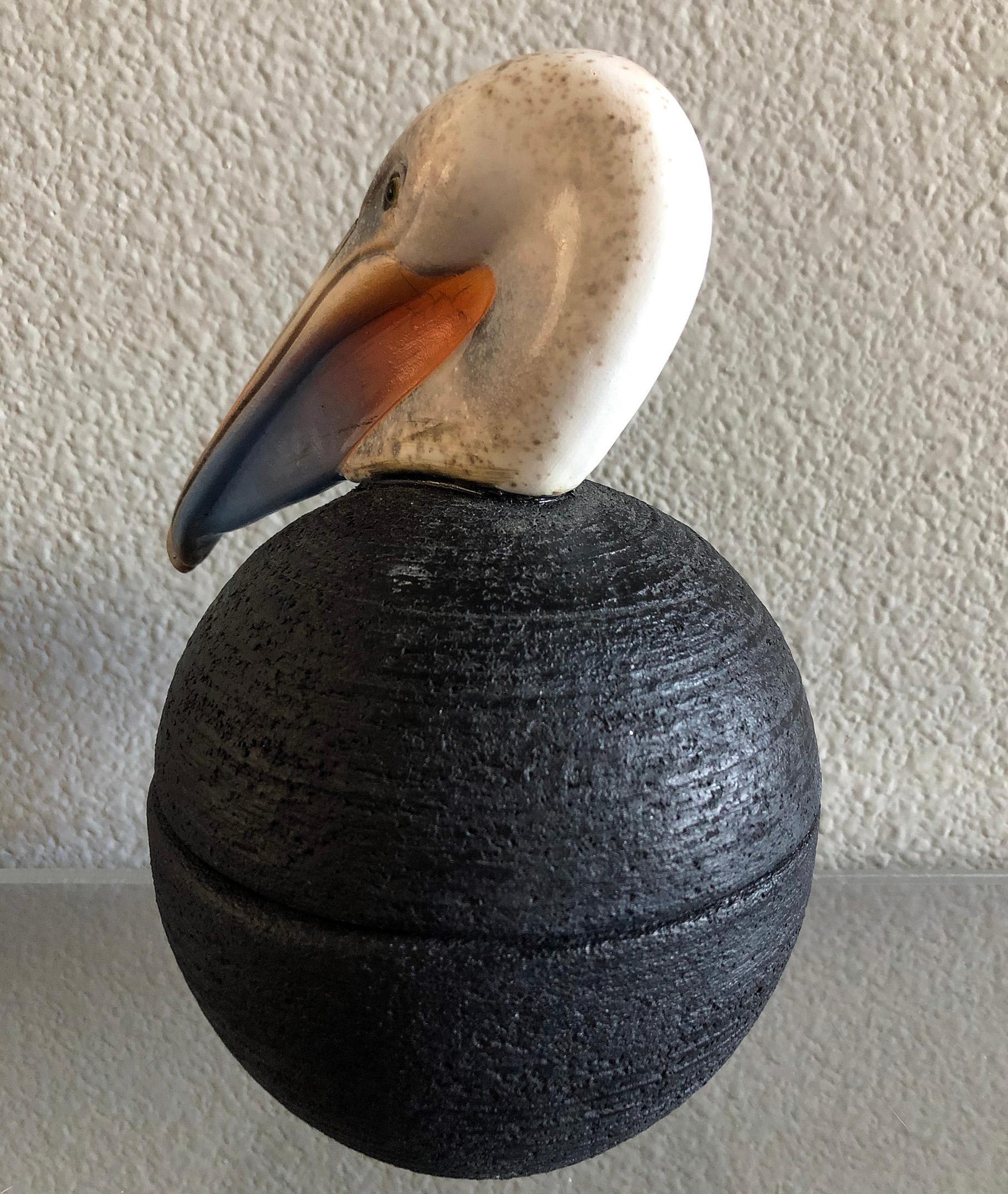 Greek Lidded Pelican Pottery Jar or Vessel by George Pontikis, Aspropyrgos, GR