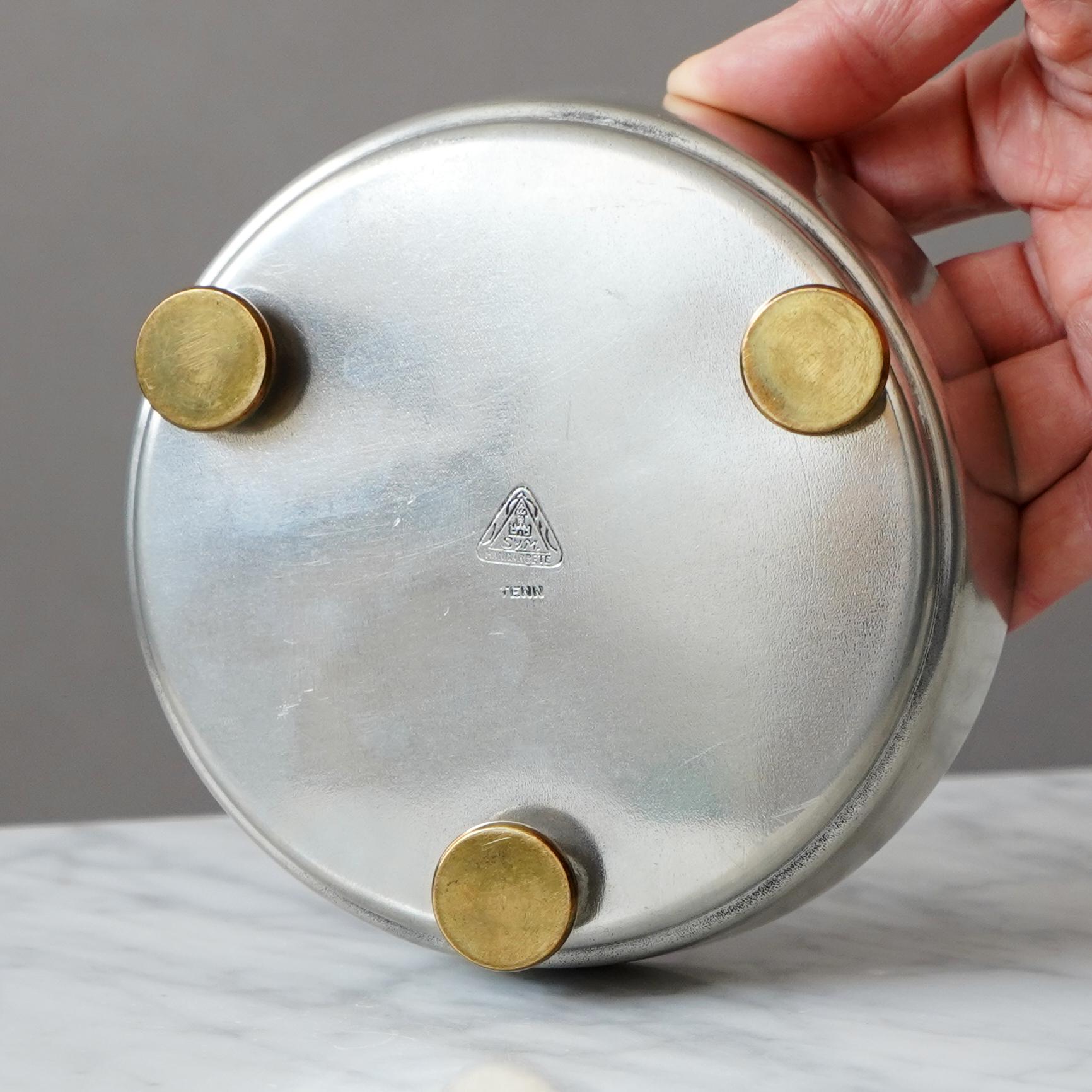 Lidded Pewter and Brass Jewelry Box by SVM Svenska Metallverken, Sweden, 1930s. en vente 5