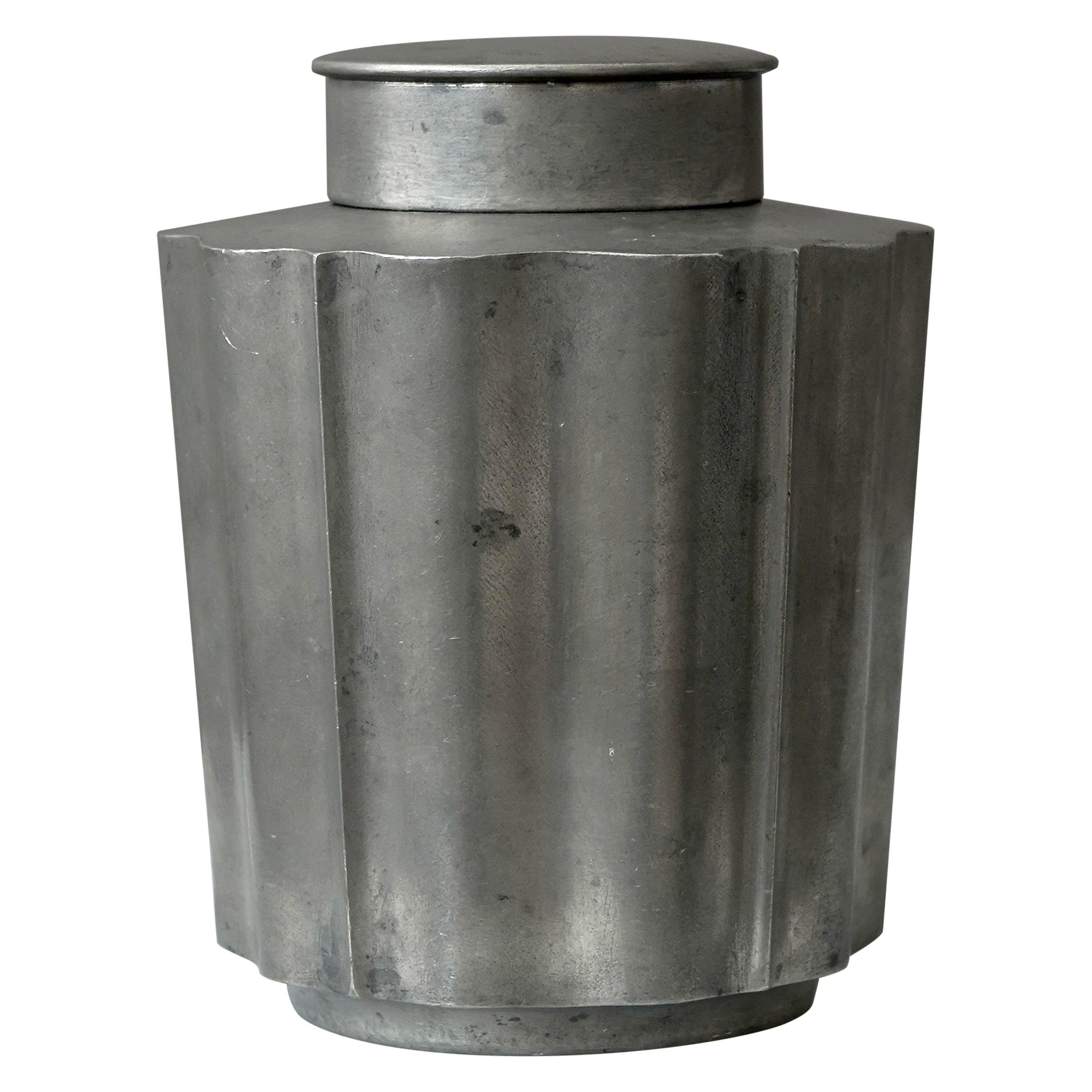 Lidded Pewter Box by Edvin Ollers, Sweden, 1930s. Svenskt Tenn. Art Deco.