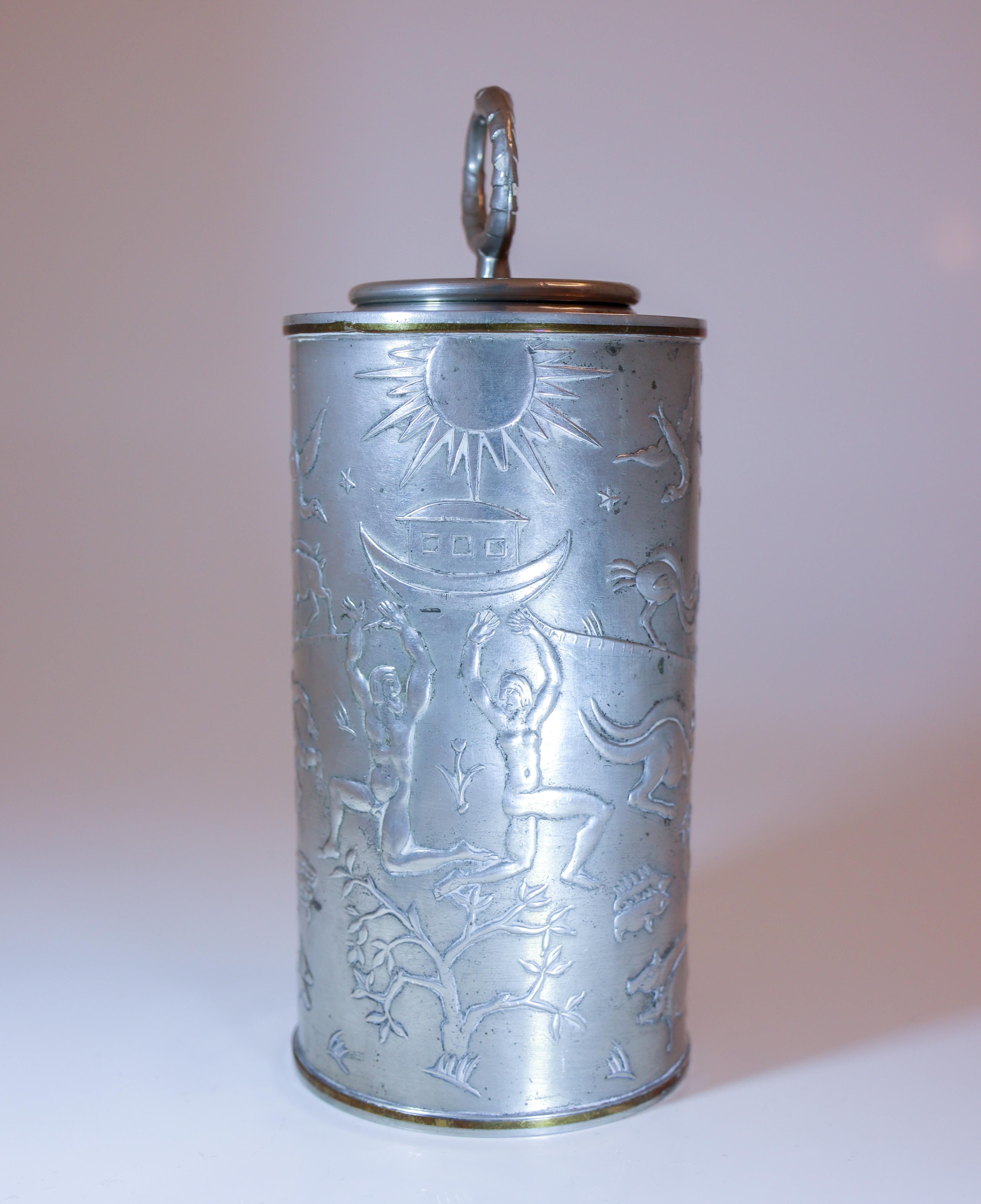 Scandinavian Modern Lidded Pewter Jar A605 - Nils Fougstedt 1931 - Firma Svenskt Tenn, Stockholm For Sale