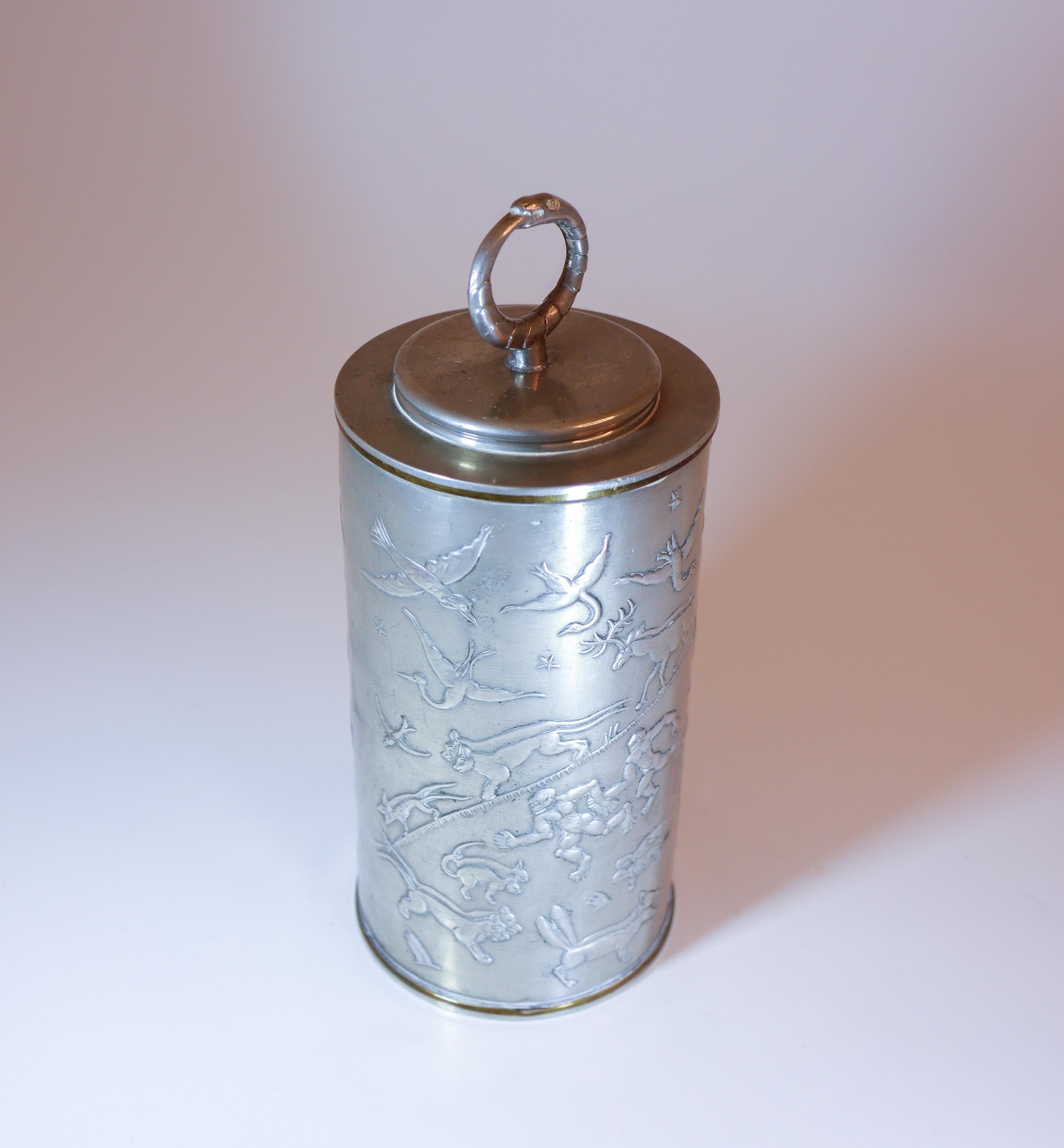 Mid-20th Century Lidded Pewter Jar A605 - Nils Fougstedt 1931 - Firma Svenskt Tenn, Stockholm For Sale