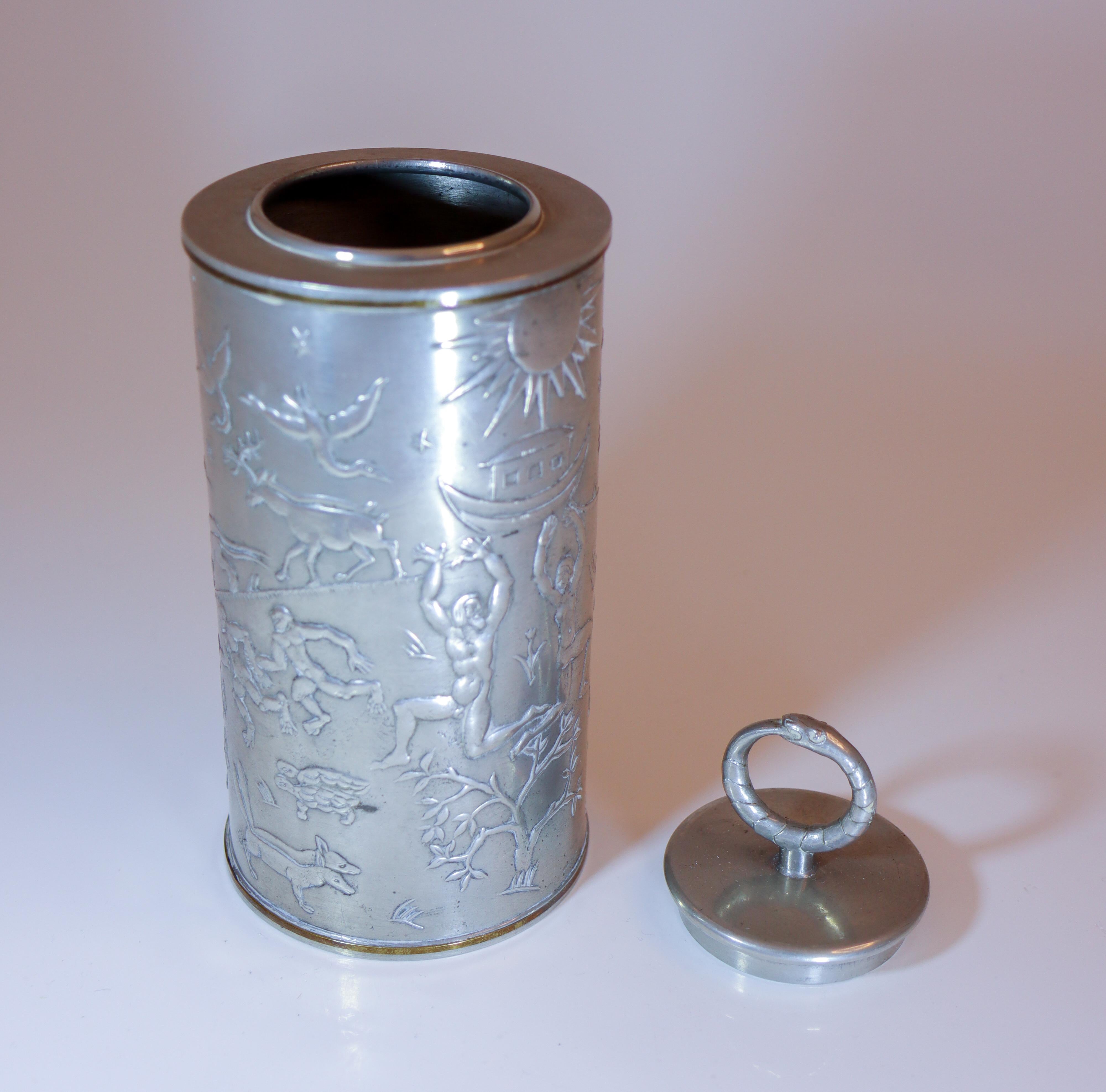 Lidded Pewter Jar A605 - Nils Fougstedt 1931 - Firma Svenskt Tenn, Stockholm For Sale 3