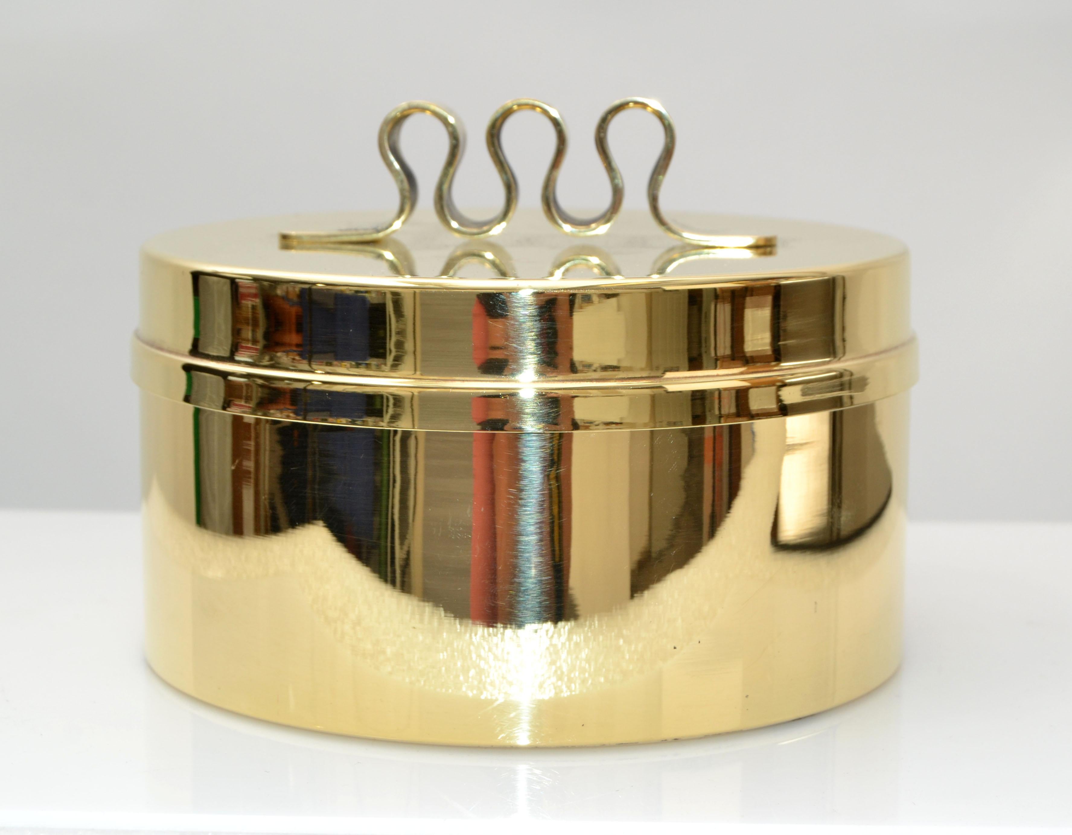 Lidded Polished Brass Case Box Keepsake Mid-Century Modern 1970 10