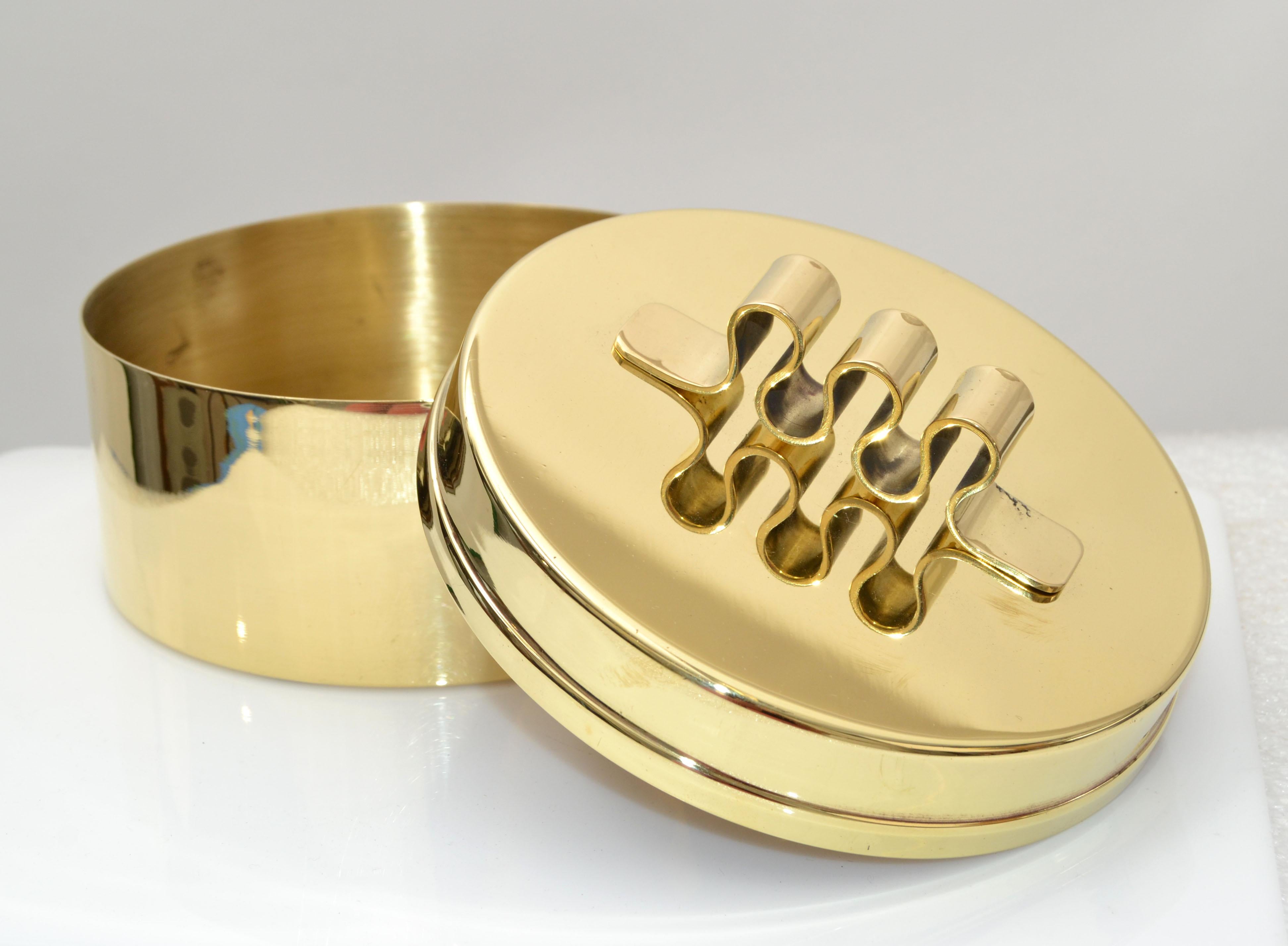 American Lidded Polished Brass Case Box Keepsake Mid-Century Modern 1970