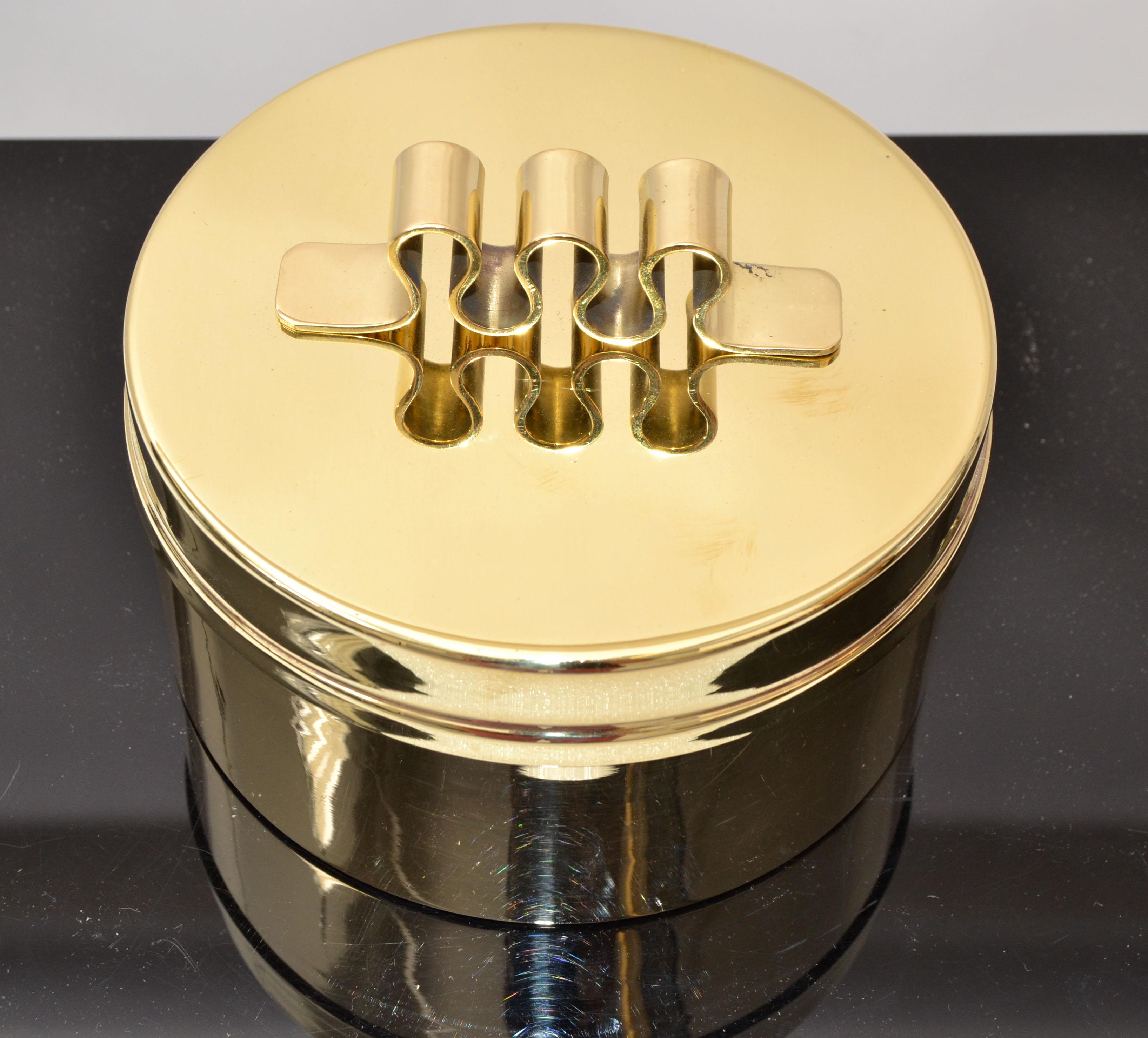 Lidded Polished Brass Case Box Keepsake Mid-Century Modern 1970 In Good Condition In Miami, FL