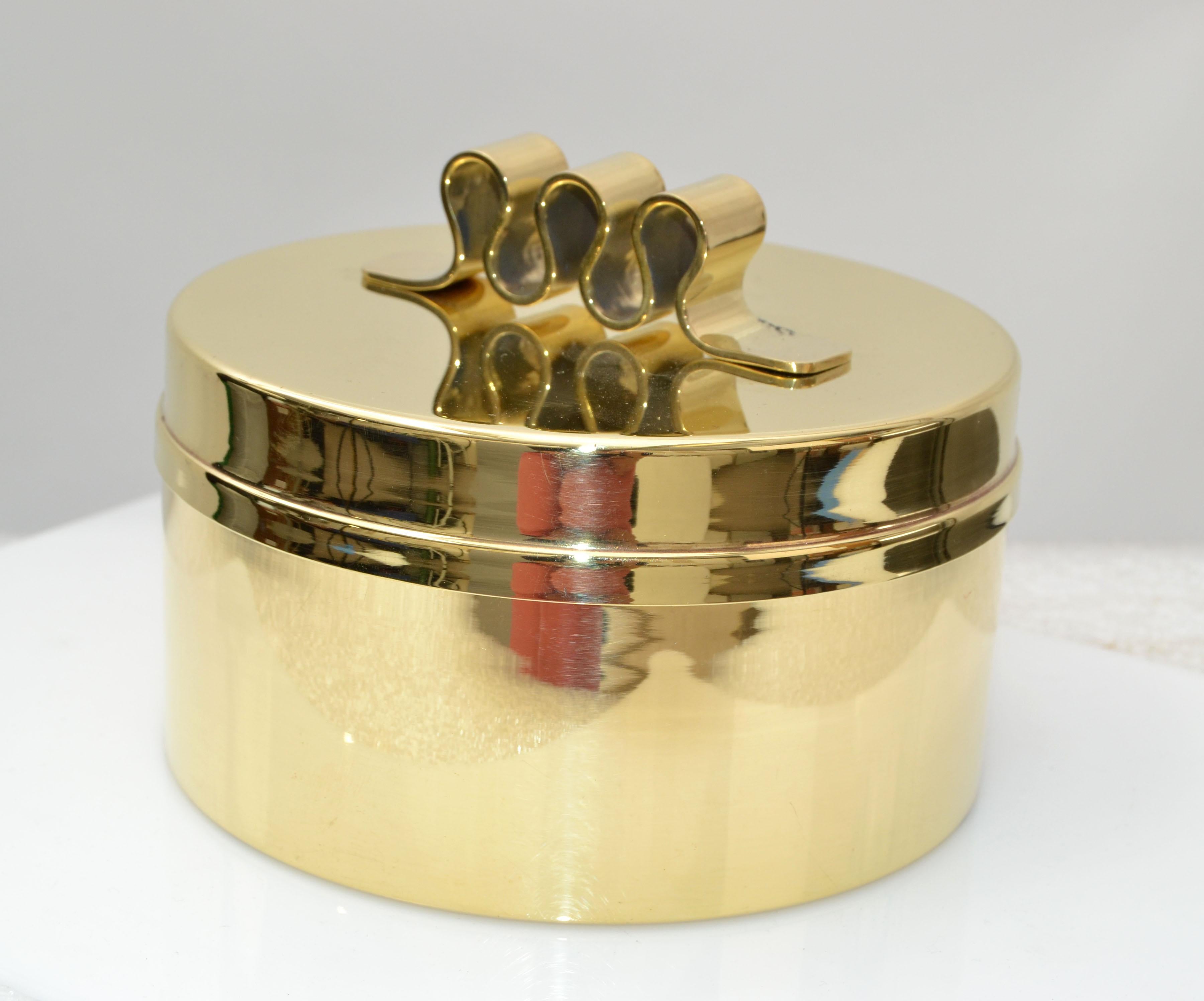 20th Century Lidded Polished Brass Case Box Keepsake Mid-Century Modern 1970