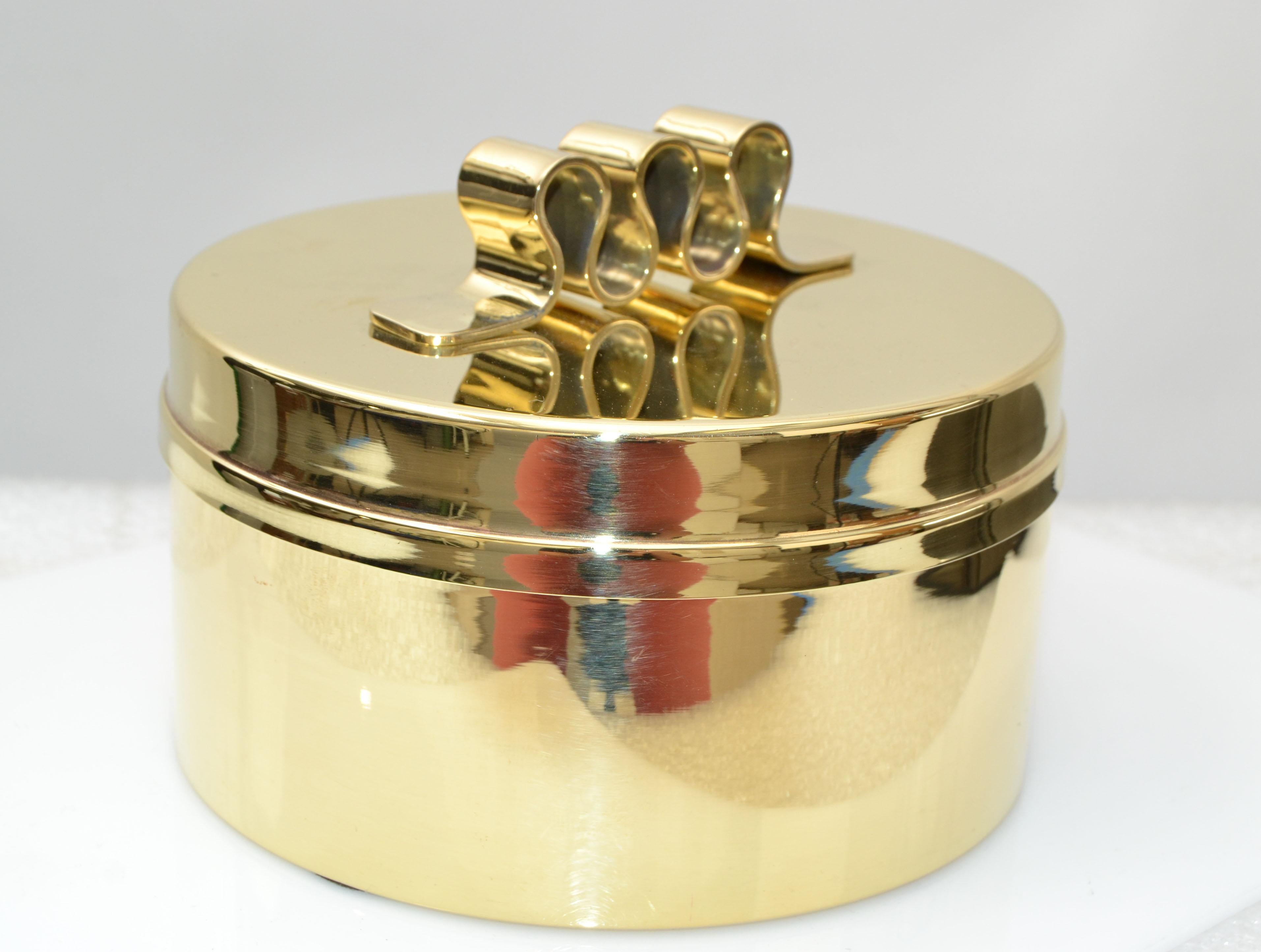 Lidded Polished Brass Case Box Keepsake Mid-Century Modern 1970 1