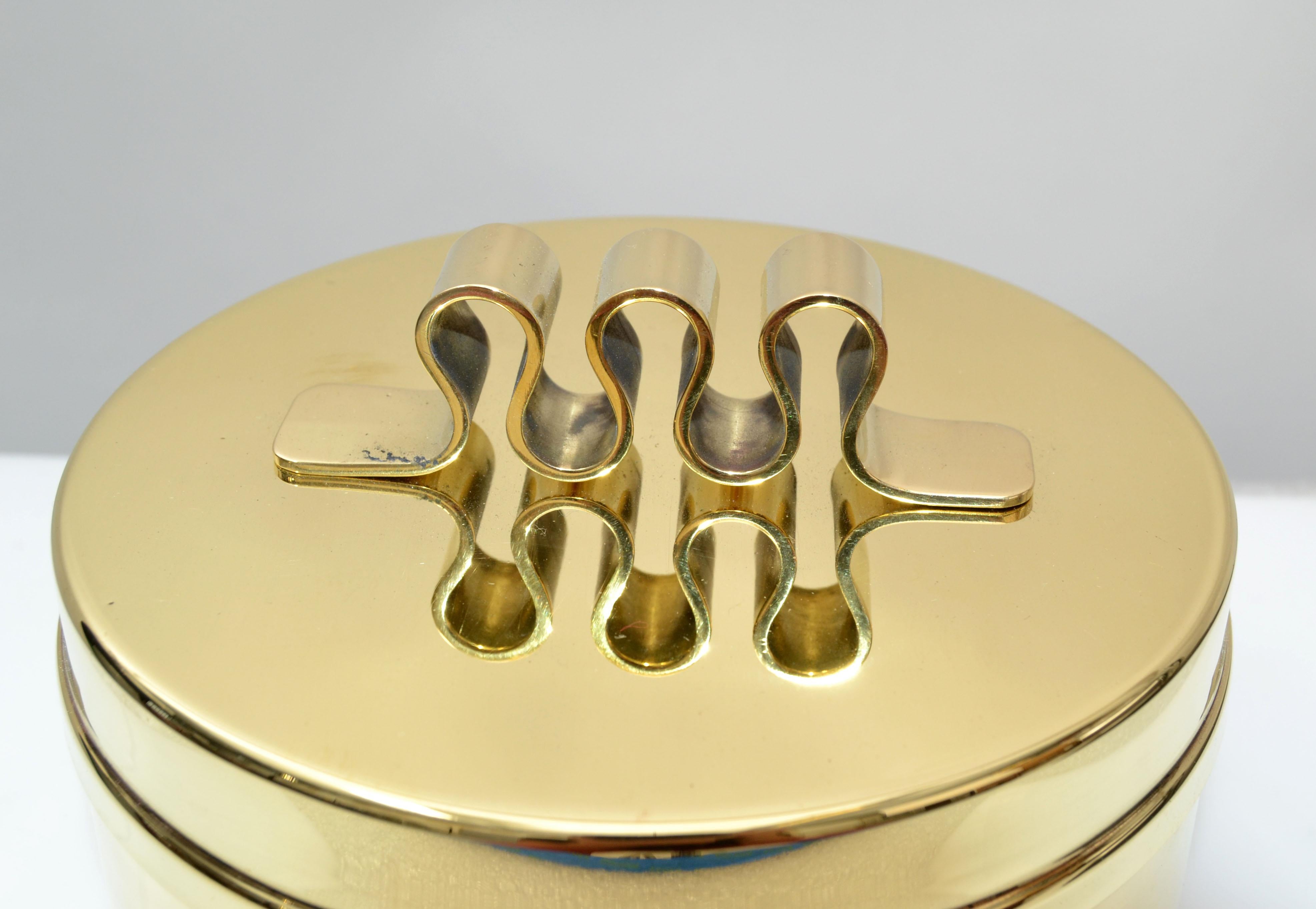 Lidded Polished Brass Case Box Keepsake Mid-Century Modern 1970 2