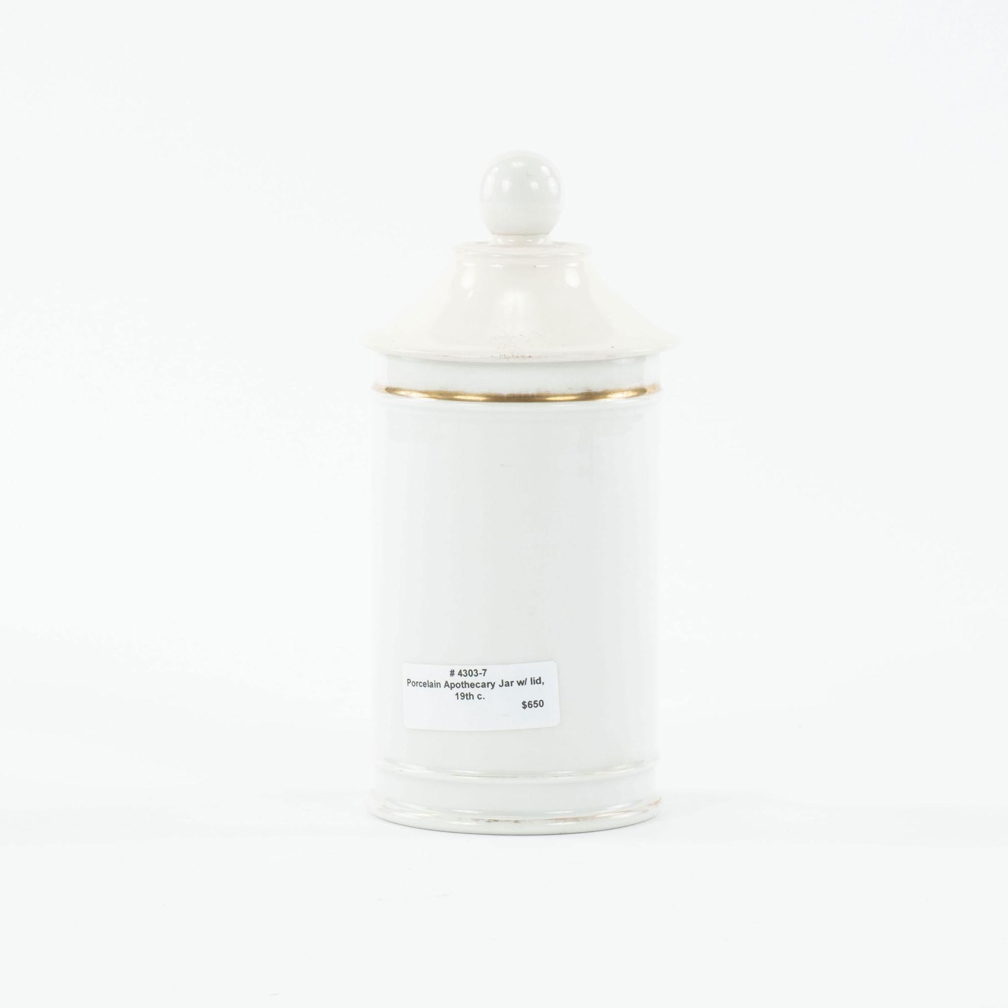 French Provincial Lidded Porcelain Apothecary Jar For Sale