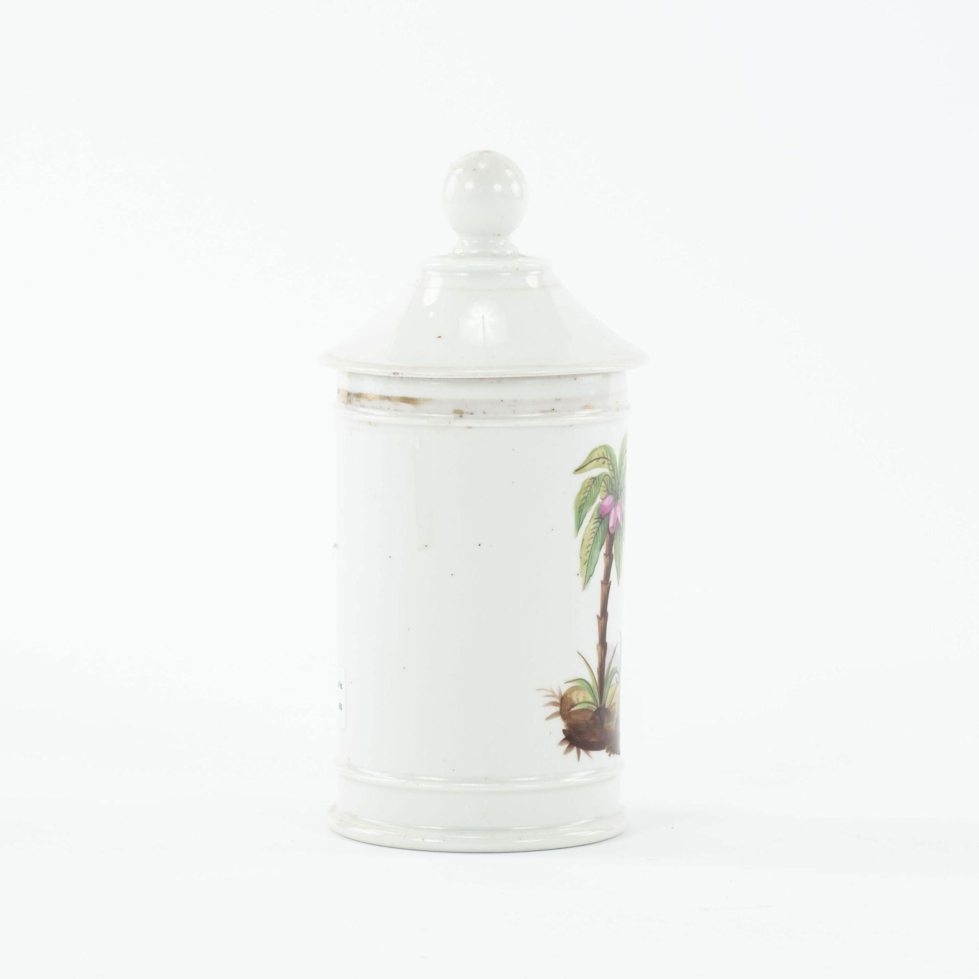 French Lidded Porcelain Apothecary Jar For Sale