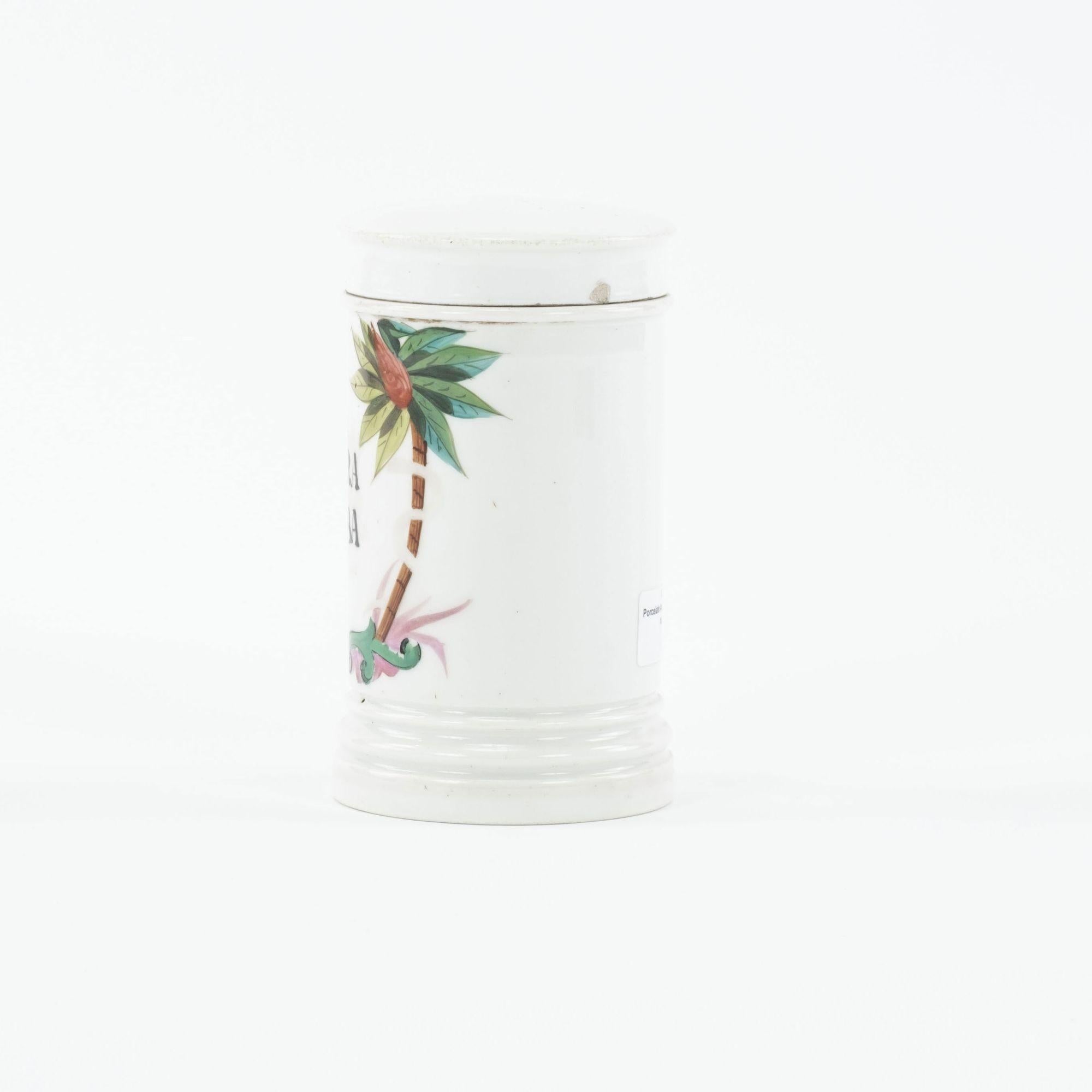 French Lidded Porcelain Apothecary Jar For Sale
