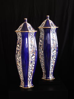 Vasi con coperchio in porcellana Jugendstil di Wahliss Serapis