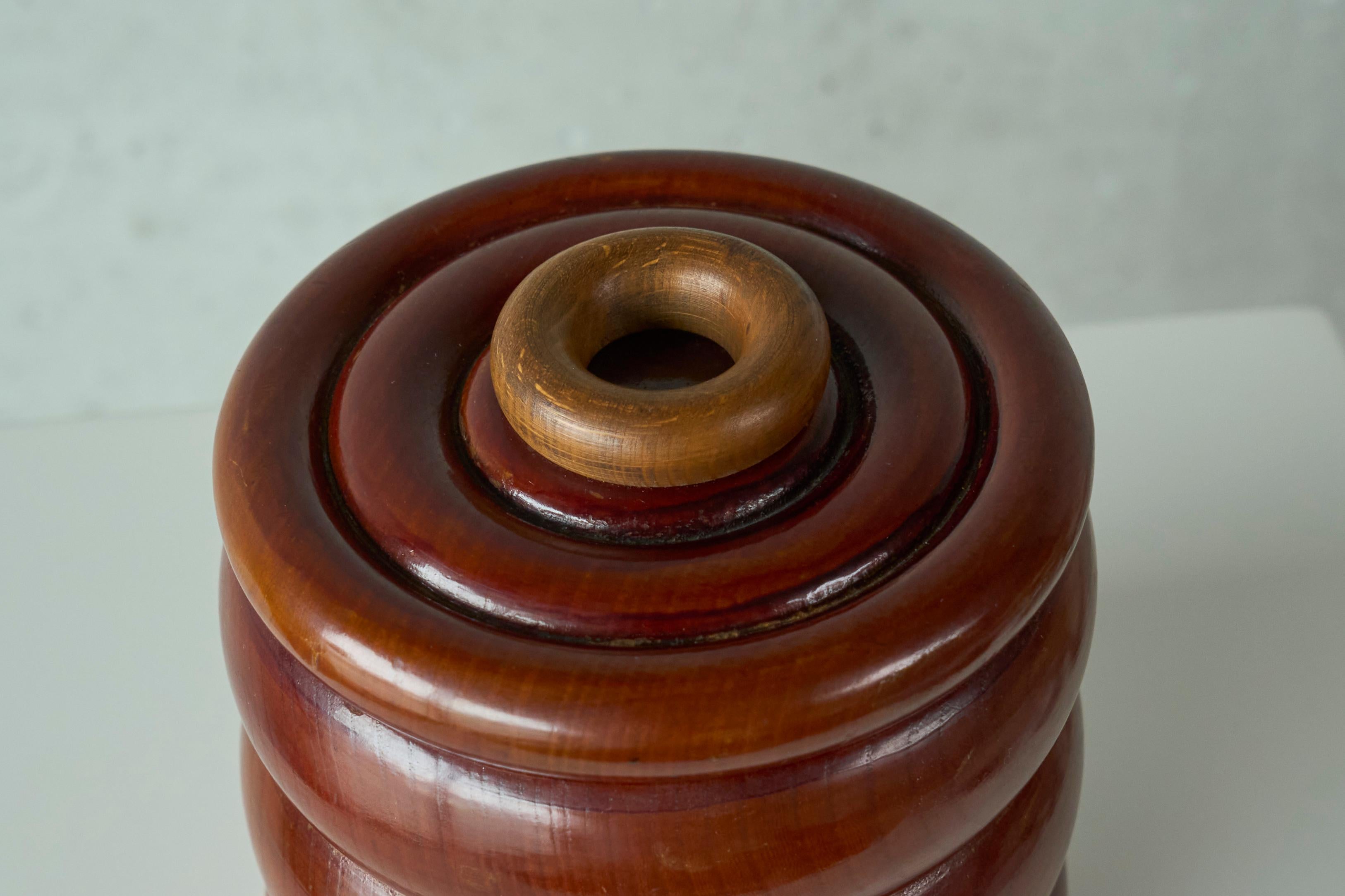 Mid-Century Modern Lidded Pot in Wood 1950s For Sale