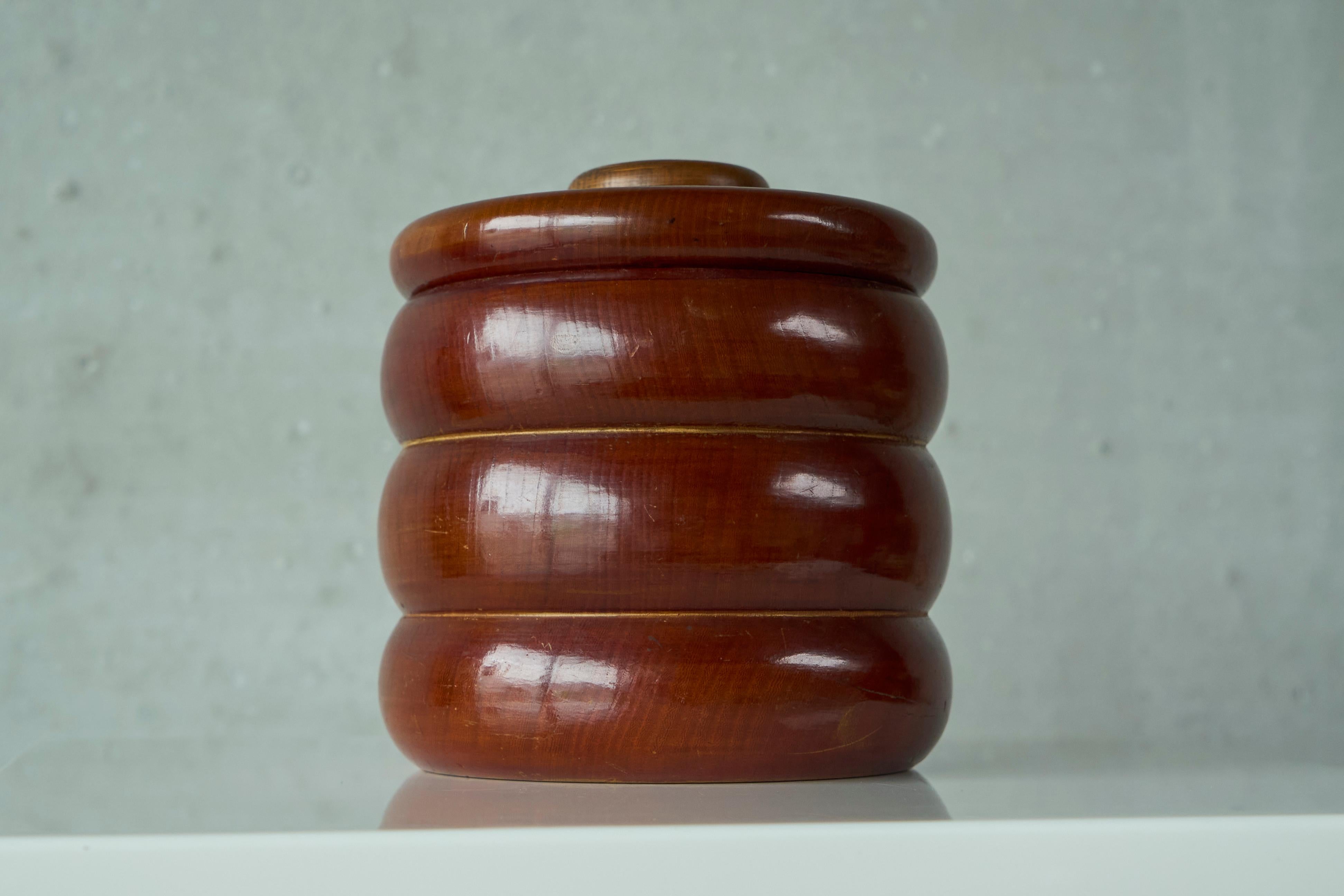 European Lidded Pot in Wood 1950s For Sale