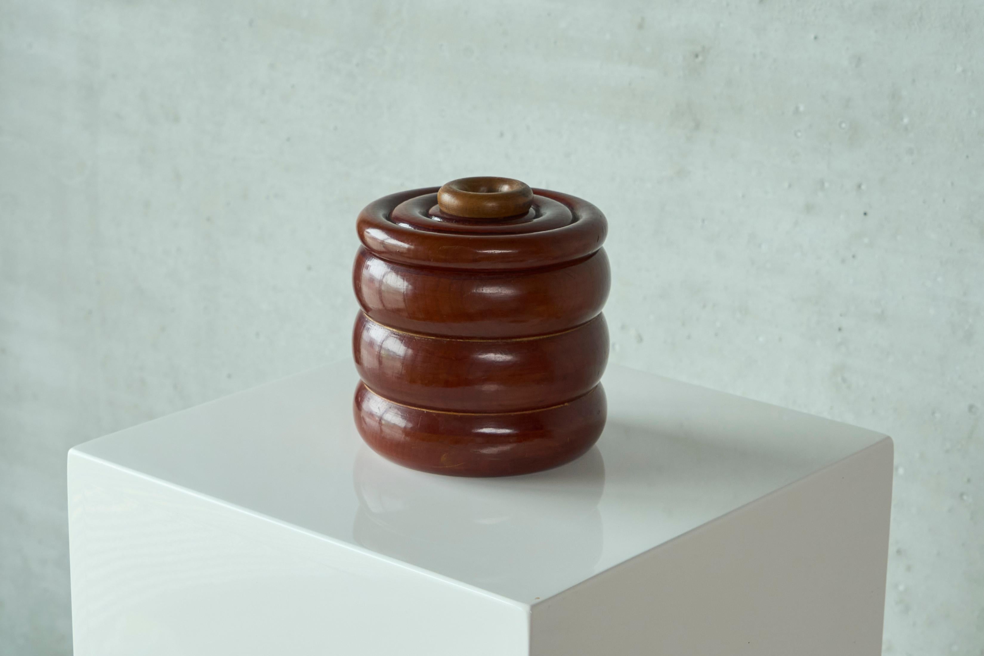 Hand-Crafted Lidded Pot in Wood 1950s For Sale