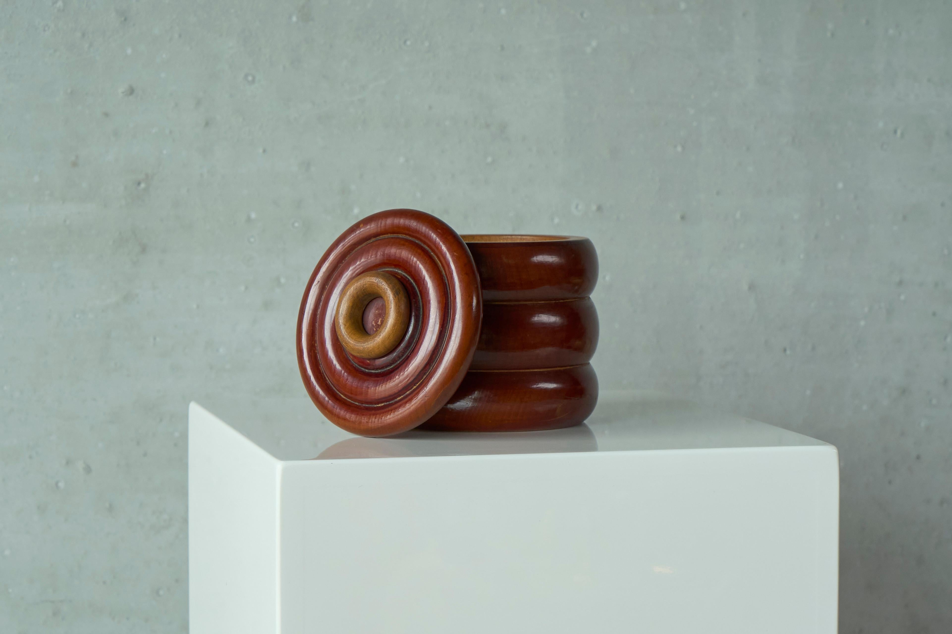 Lidded Pot in Wood 1950s In Good Condition For Sale In Meer, VAN
