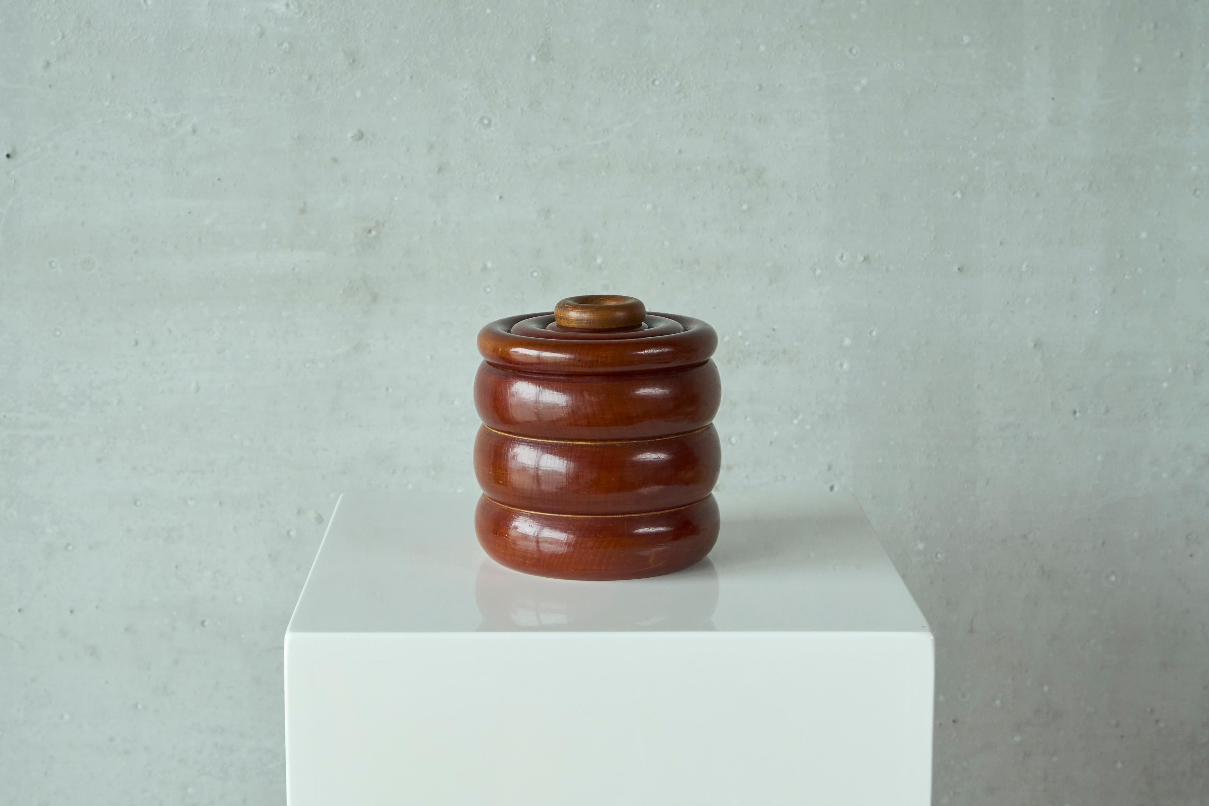 Lidded Pot in Wood 1950s For Sale 1