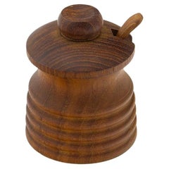 Retro Lidded Salt Cellar in Solid Teak