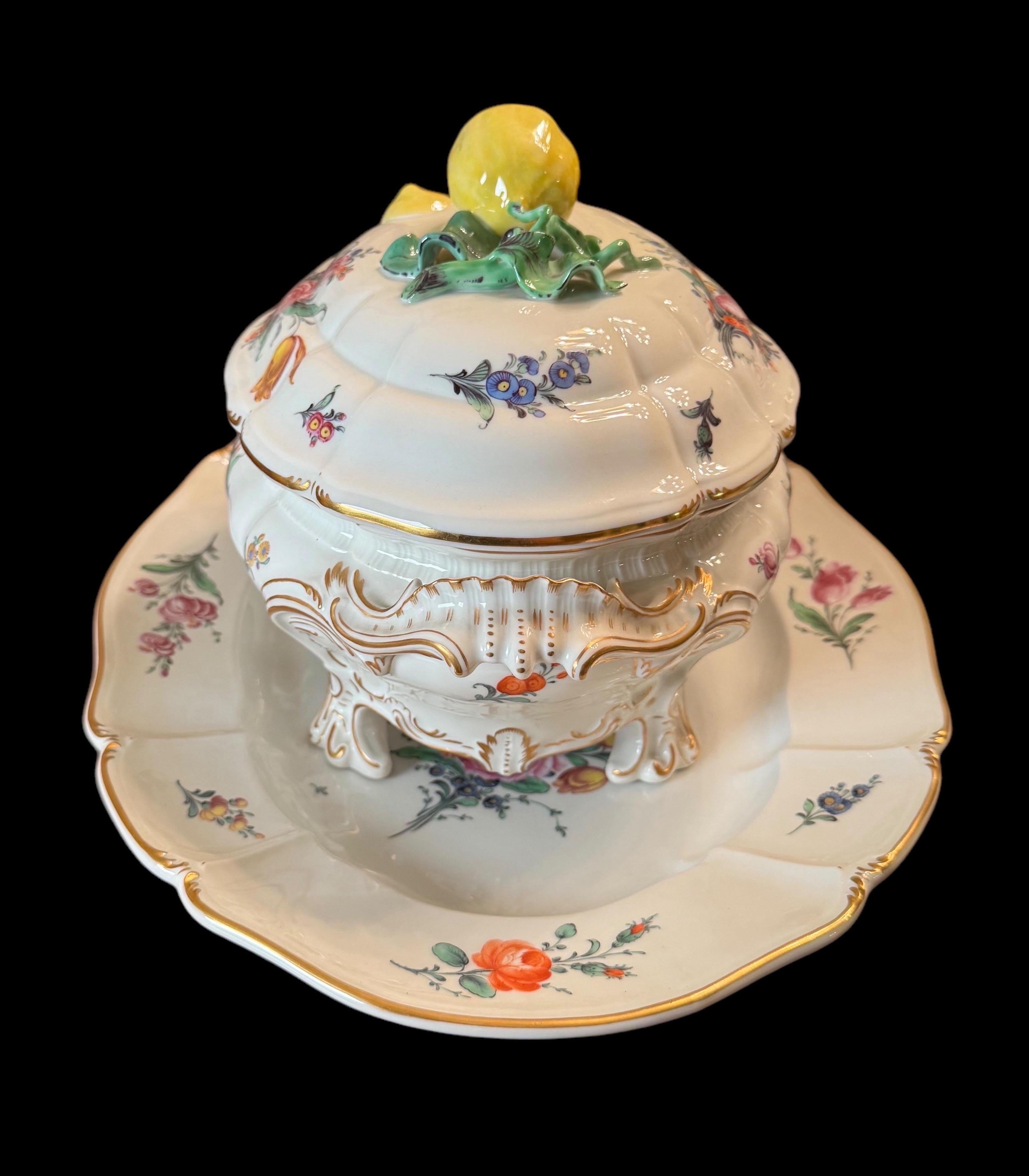 Sopera y fuente con tapa, Nymphenburg, Múnich Alemán Glaseado en venta