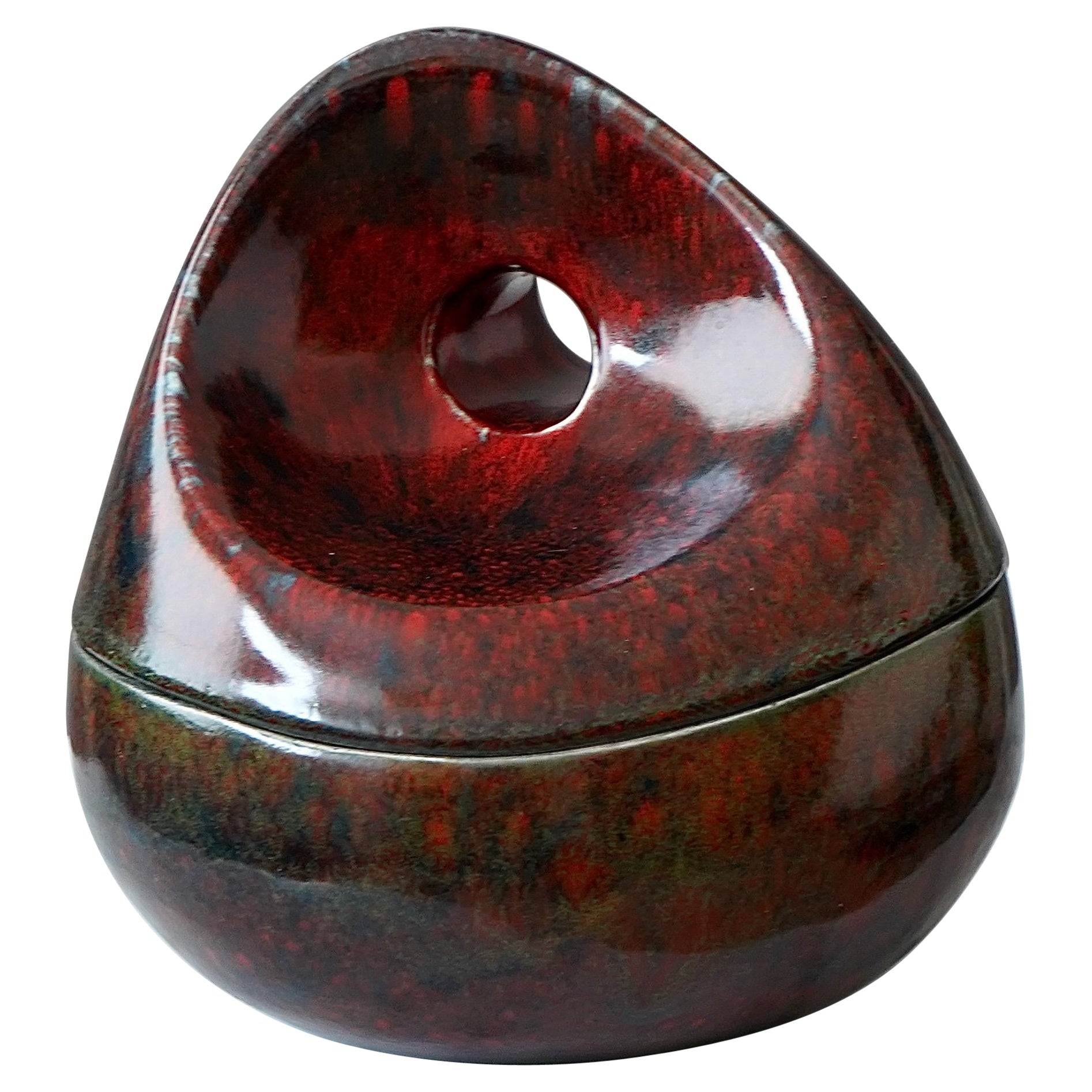 Cuenco de gres con tapa de Birger Astrom, Suecia, años 60