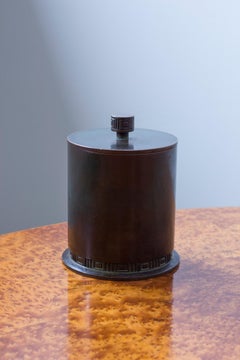 Lidded Swedish Grace bronze jar model 151 by GAB, Stockholm, Sweden