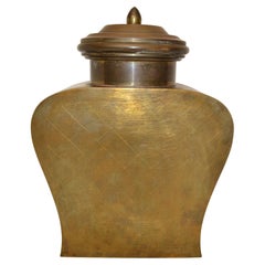 Lidded Tinned Brass Urn Asian Influenced Mid-Century Modern Vessel, 1960