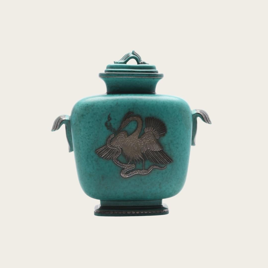 Vernissé Urne à couvercle de Wilhelm Kåge pour Gustavsberg, Model No 1207 en vente
