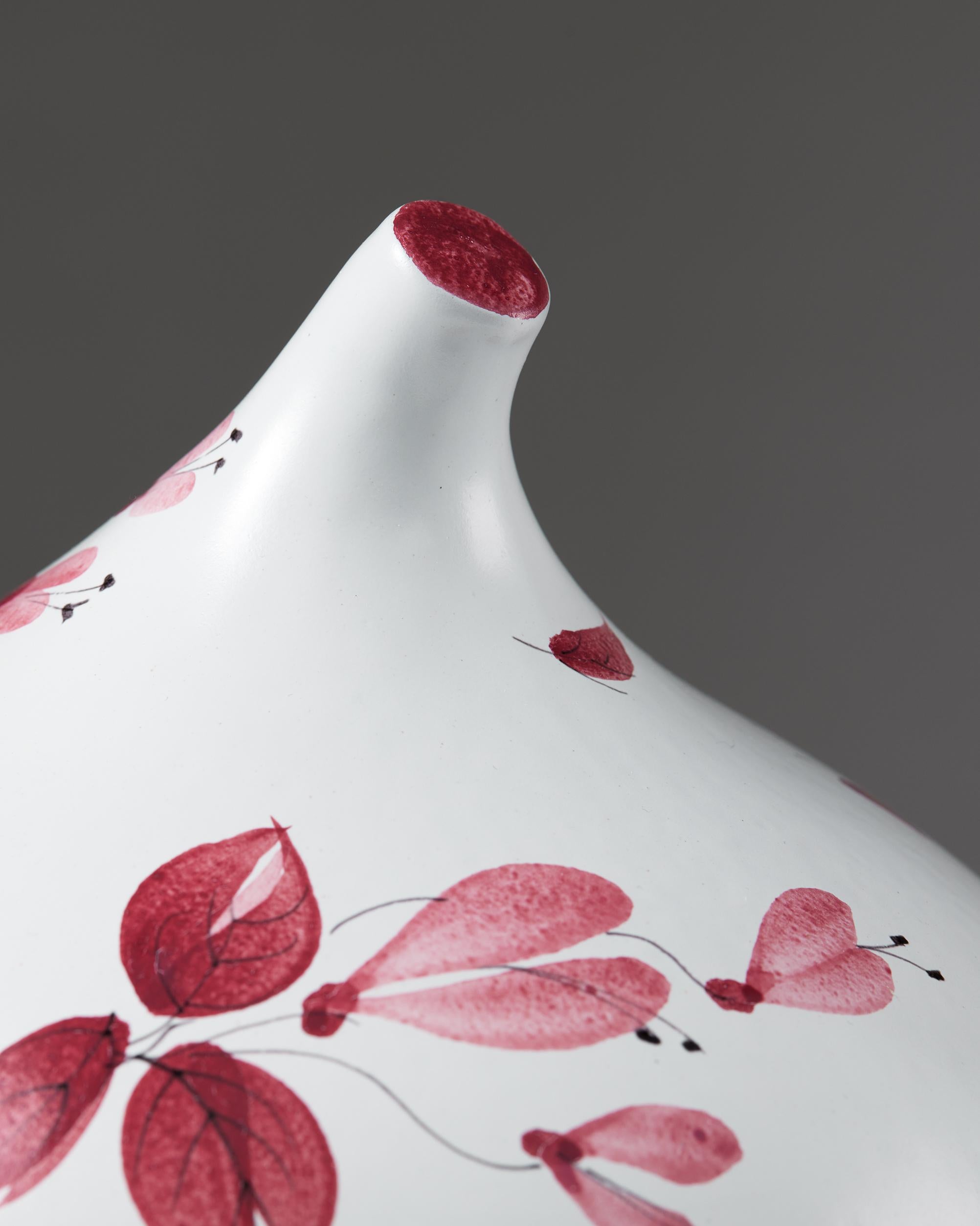 Vase à couvercle conçu par Stig Lindberg pour Gustavsberg, Suède, années 1950, Floral en vente 1