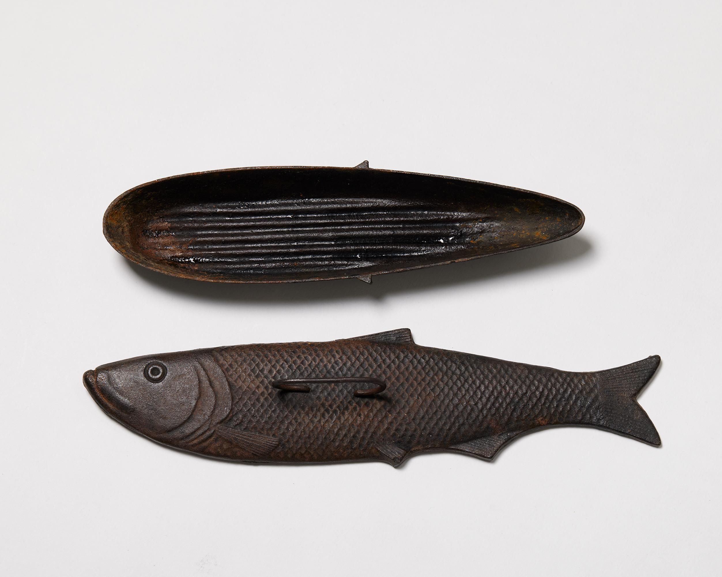 Iron Lidded vessel iron fish designed by Tore Wretman for Svenskt Tenn, Sweden, 1930s For Sale