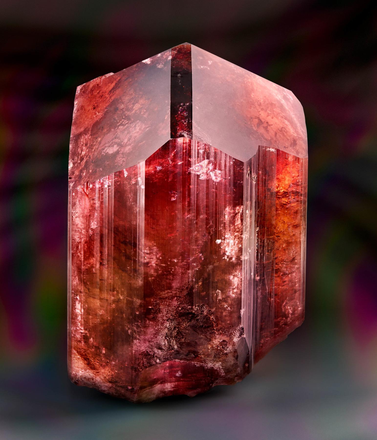 Liddicoatite, Tourmaline
Anjanbonoina, Antananarivo Prov., Madagascar
16.5 cm tall x 11.4 cm diameter

Liddicoatite is an uncommon form of tourmaline. It was first discovered in Madagascar and named after Richard T. Liddicoat, the “Father of Modern