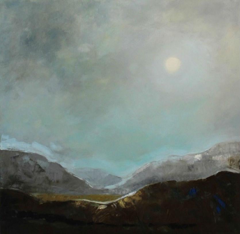 Abstract Painting Lidia Domagała - Valley - XXIe siècle, paysage, peinture à l'acrylique, couleurs claires