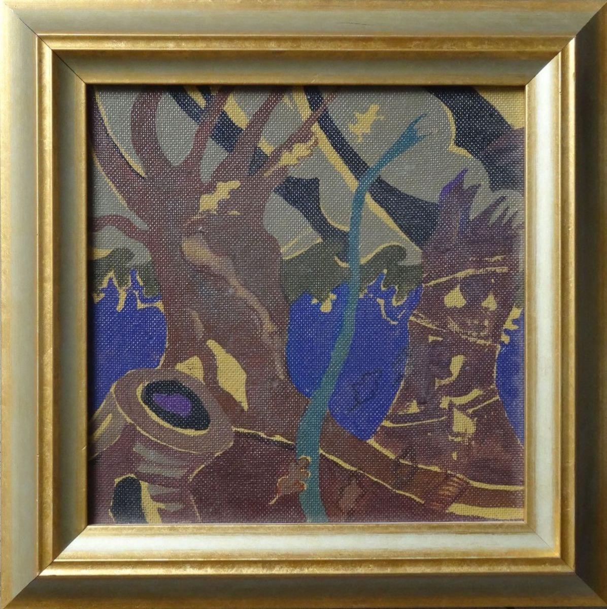 Forêt  Carton, huile, 30x30 cm - Painting de Lidija Auza