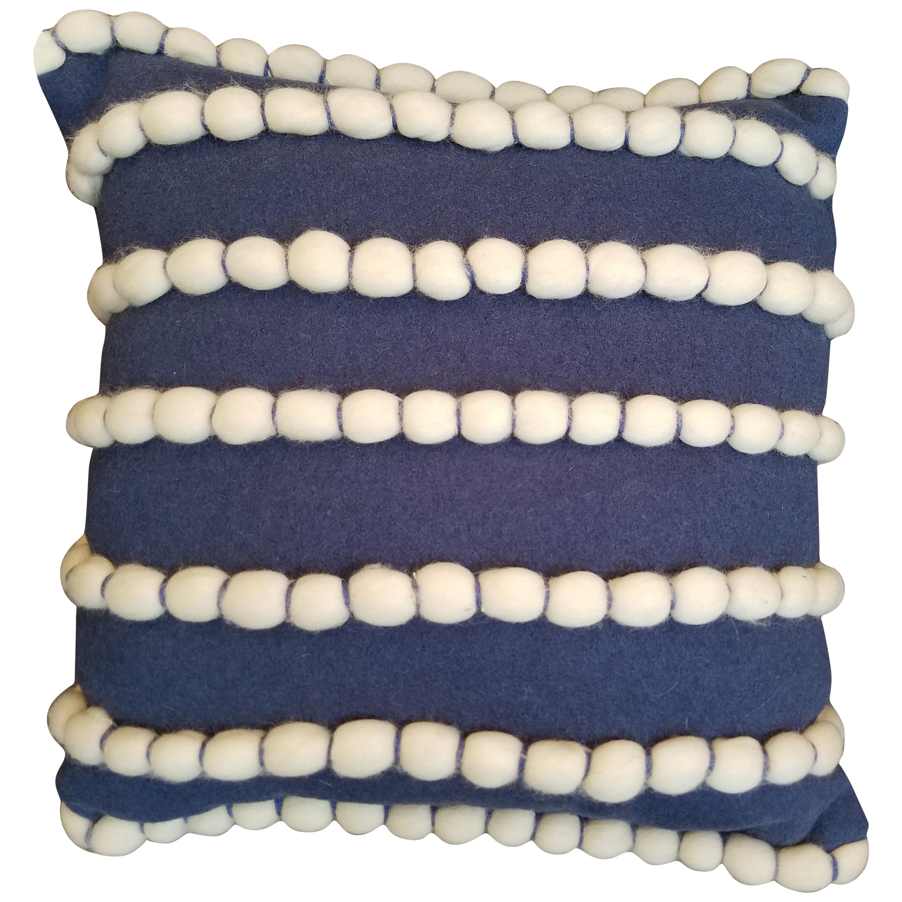 "Lido" Blue Merino Wool Pillow by Le Lampade  For Sale