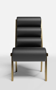 LIDO DINING CHAIR HIGH BACK - Modern Design in Leather with Metallic Legs