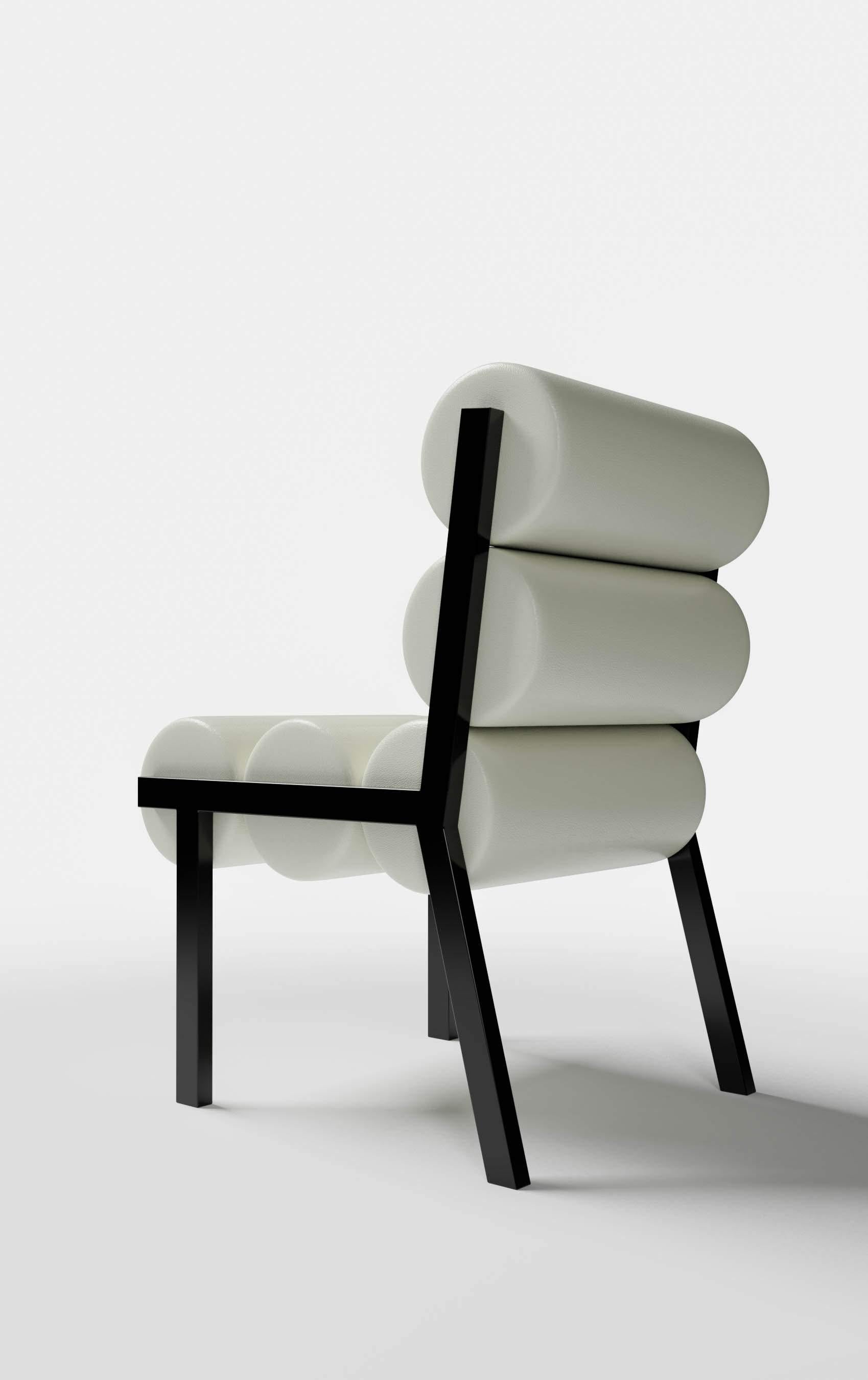 Hand-Crafted LIDO DINING CHAIR LOW - Modern Design in Leather with High Gloss Lacquer Legs