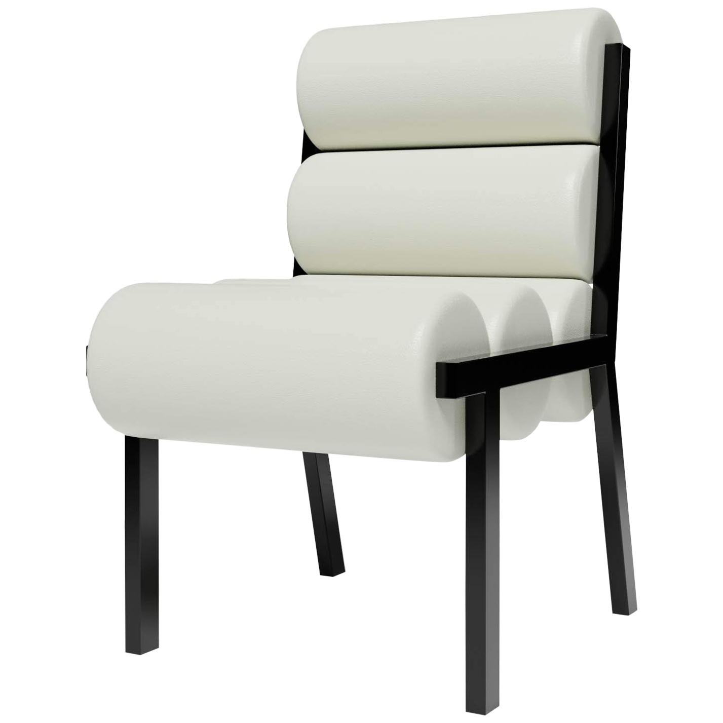 LIDO DINING CHAIR LOW - Modern Design in Leather with High Gloss Lacquer Legs