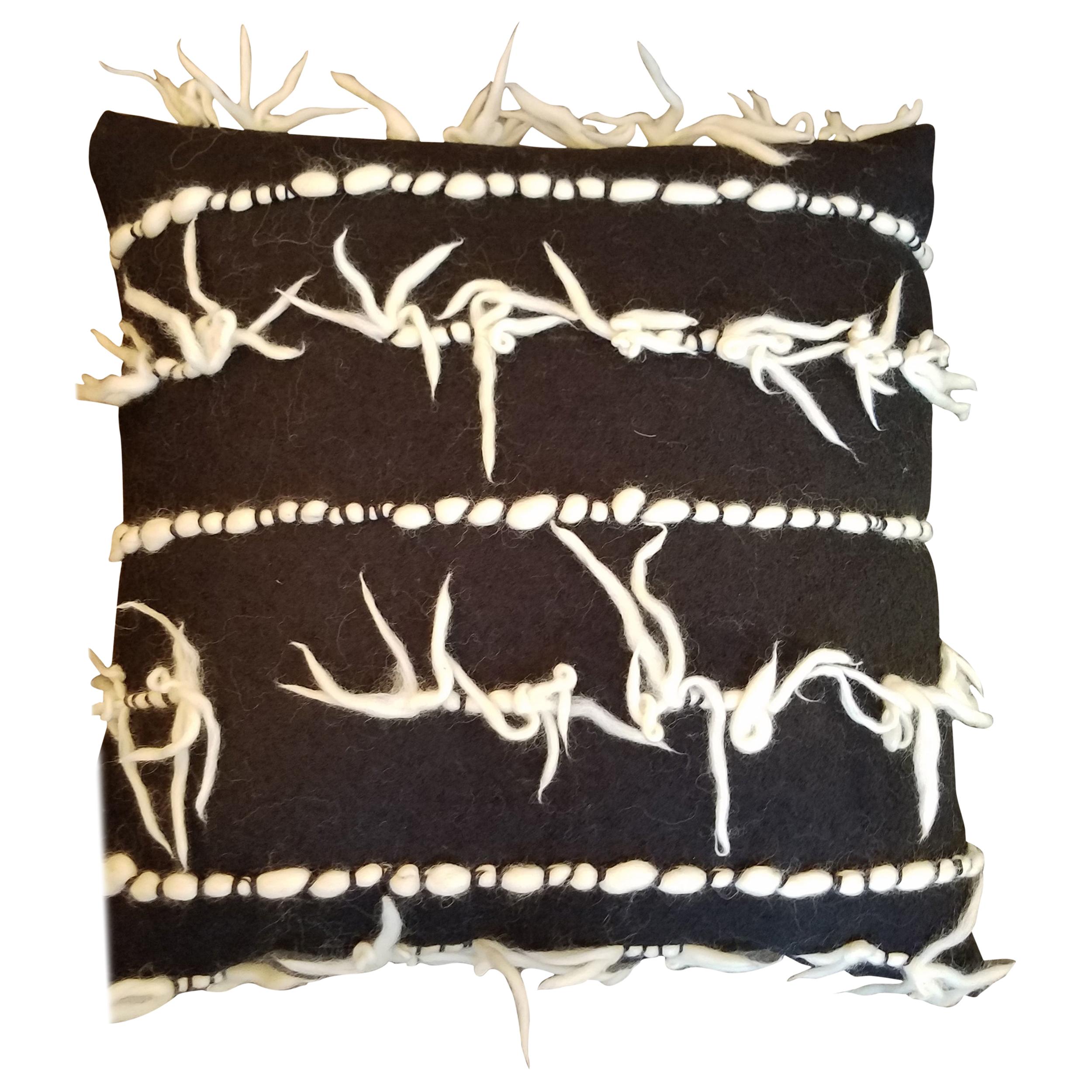 "Firenze " Midnight Black Merino Wool Pillow by Le Lampade