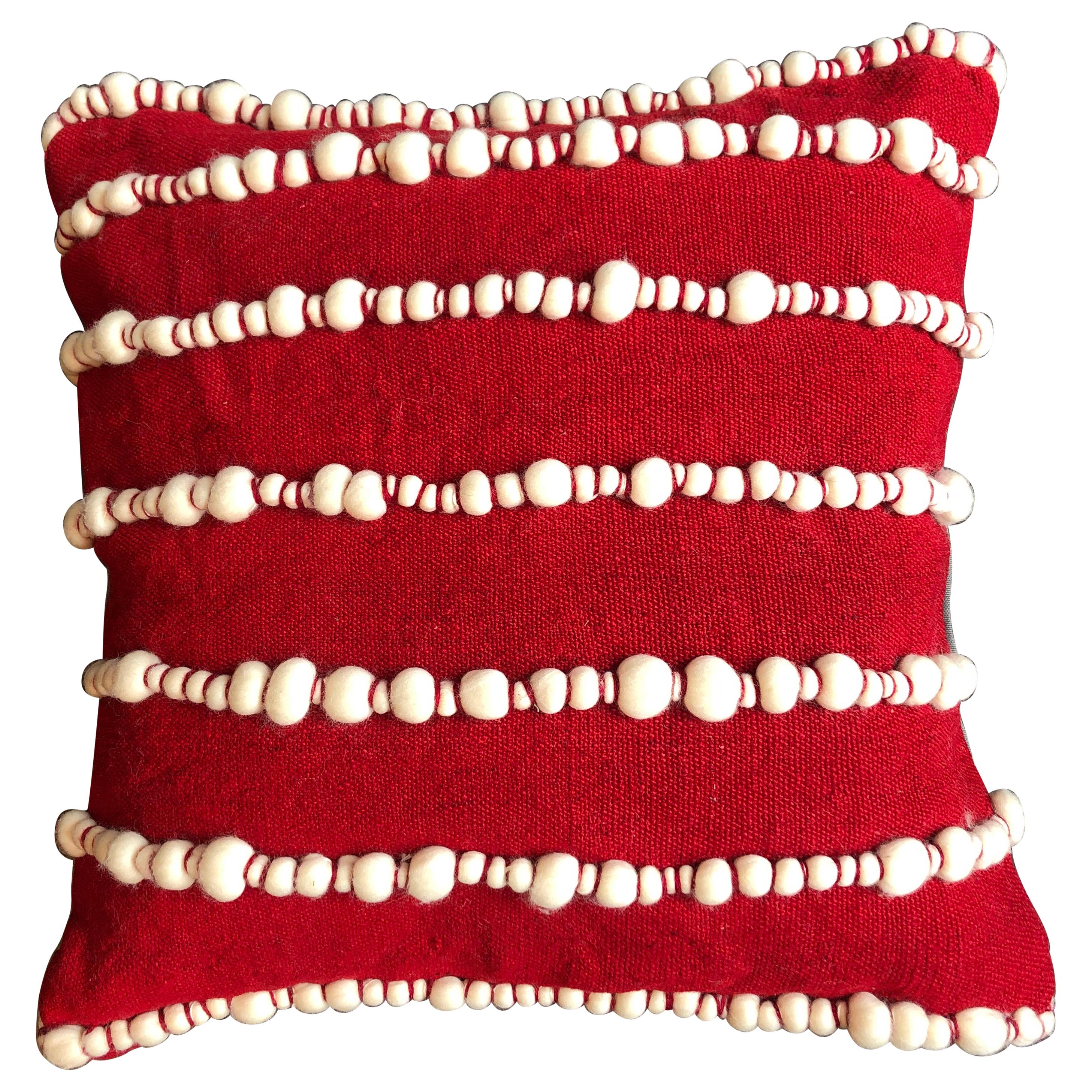 "Lido II" Red Merino Wool Pillow by Le Lampade For Sale