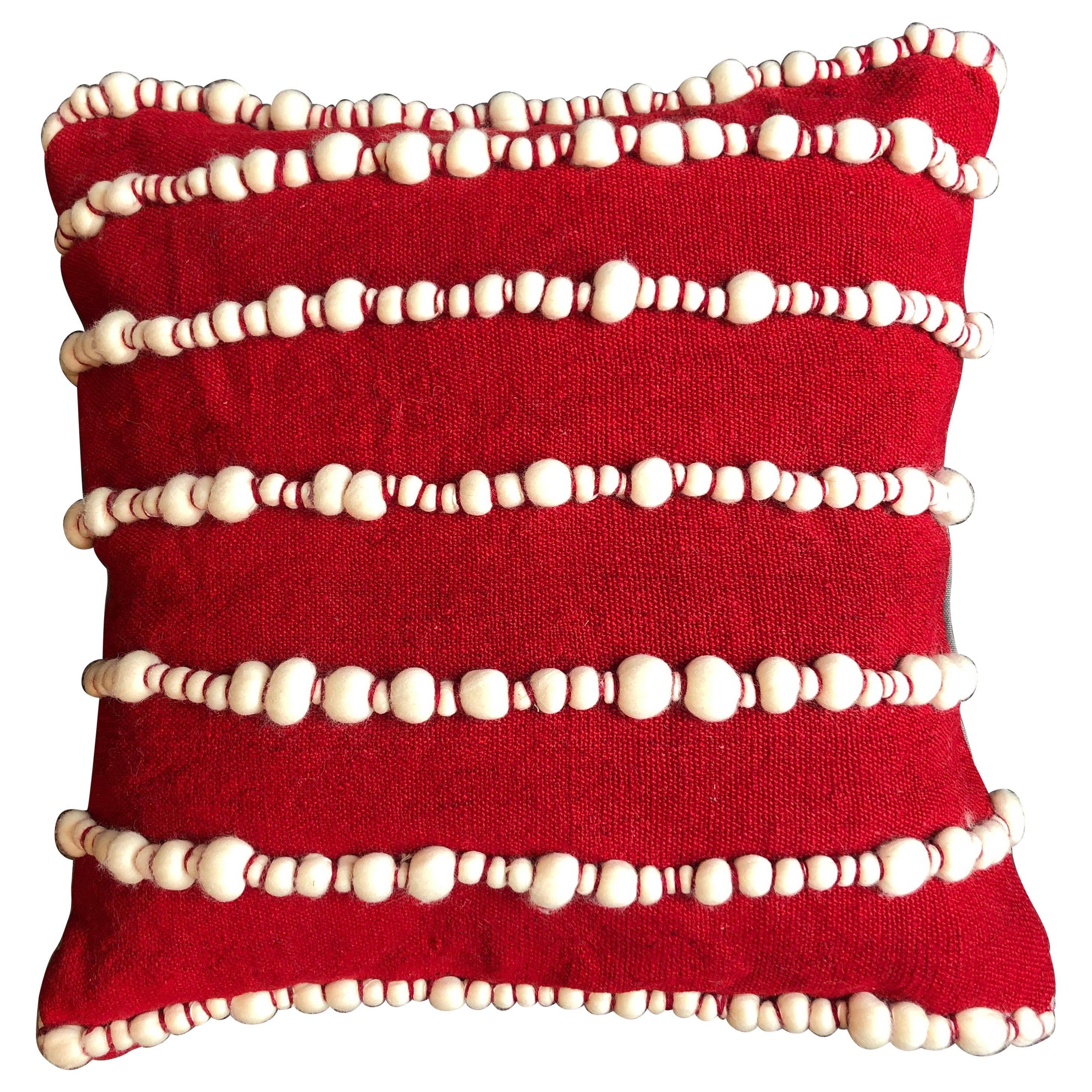 "Lido II" Red Wool Pillow by Le Lampade For Sale