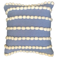 "Lido" White and Baby Blue Wool Pillow by Le Lampade "Lido" White and Baby Blue Wool Pillow by Le Lampade
