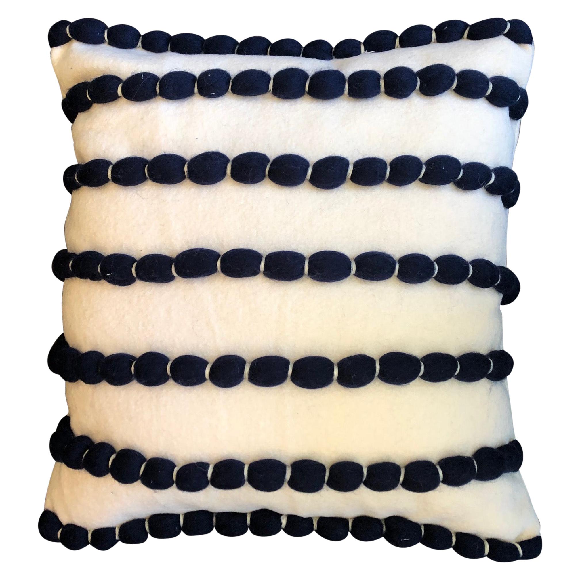 "Lido" White  and Blue Wool Pillow by Le Lampade For Sale