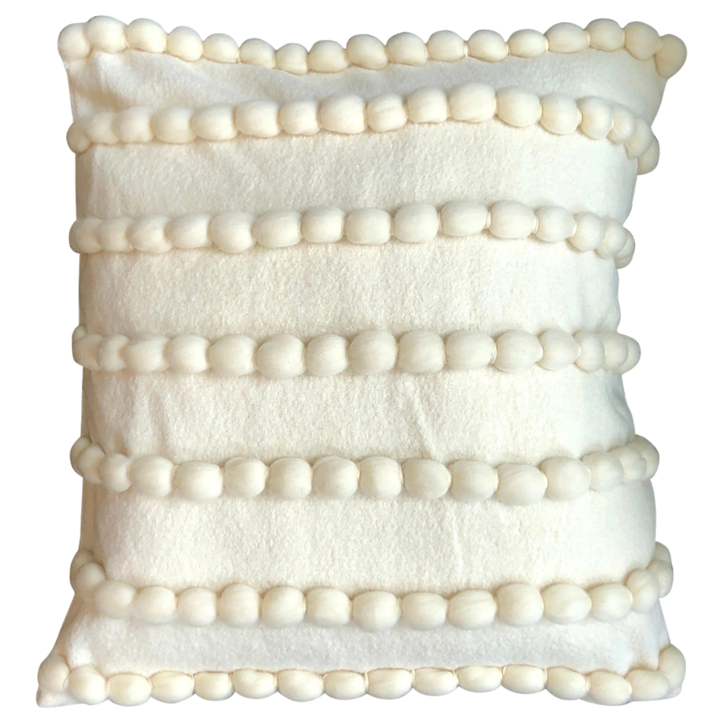 "Lido" White Wool Pillow by Le Lampade For Sale