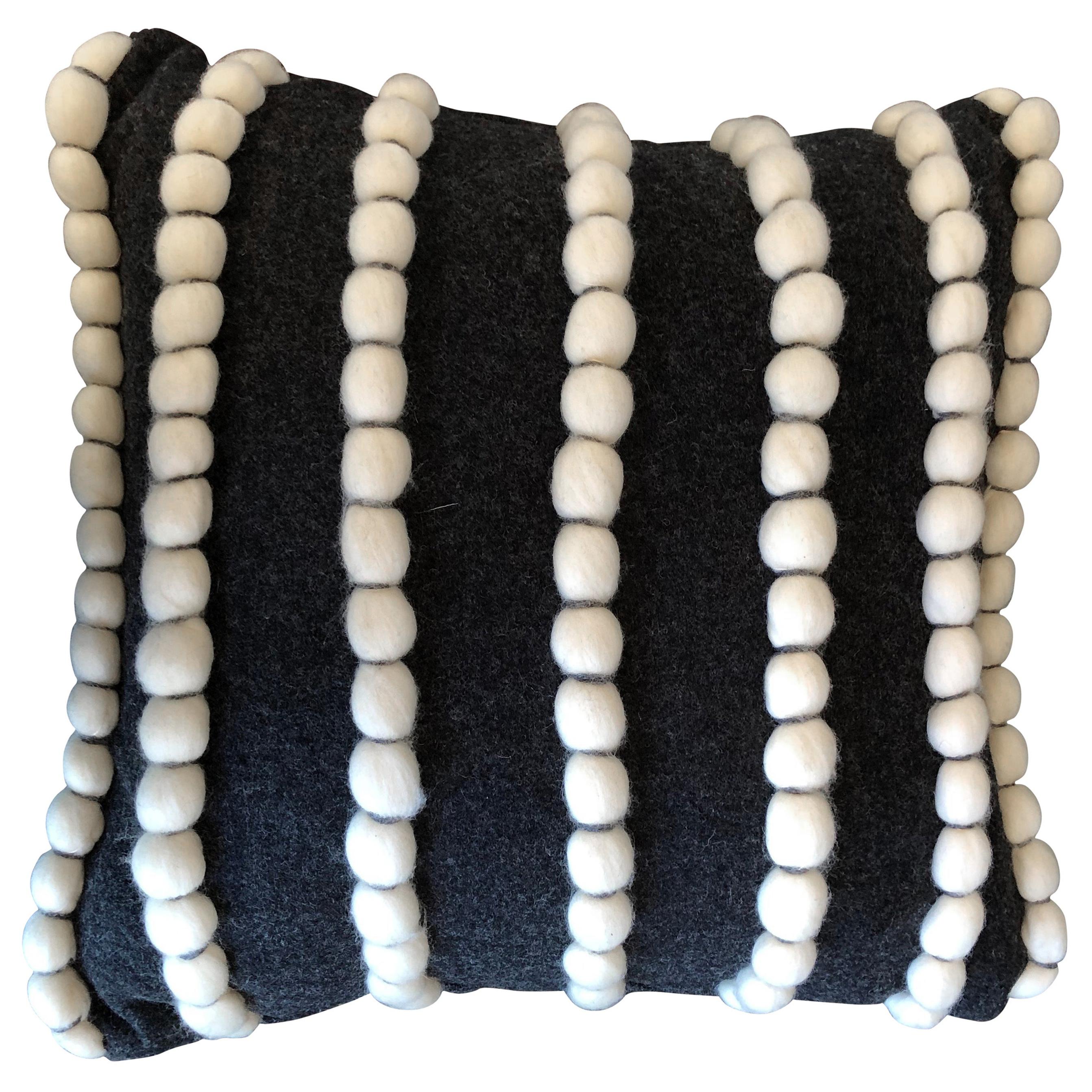 "Lido" Wool and  Dark Grey Pillow by Le Lampade For Sale