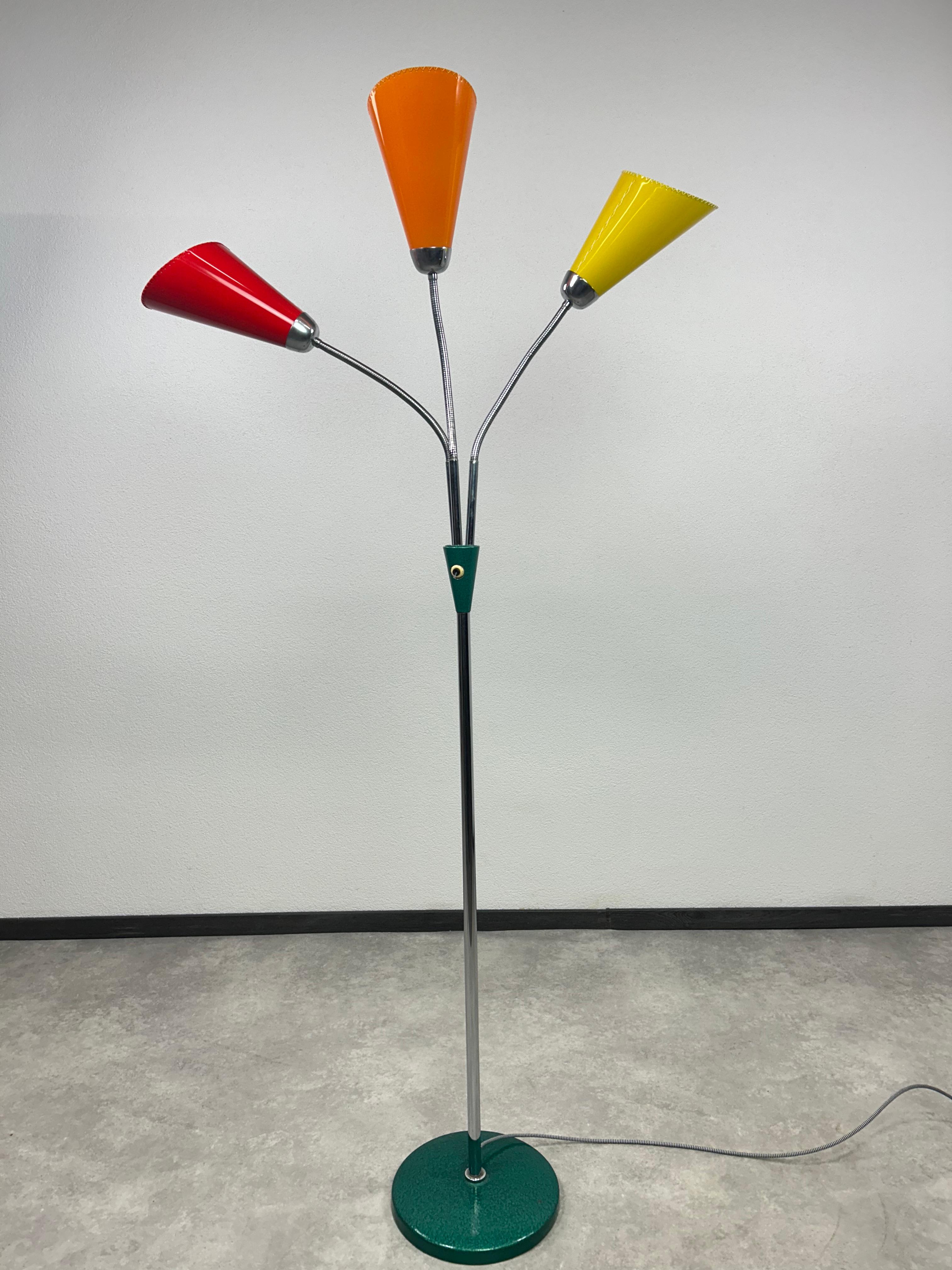 Lidokov floor lamp S102 in perfect original condition with new handmade lampshades.